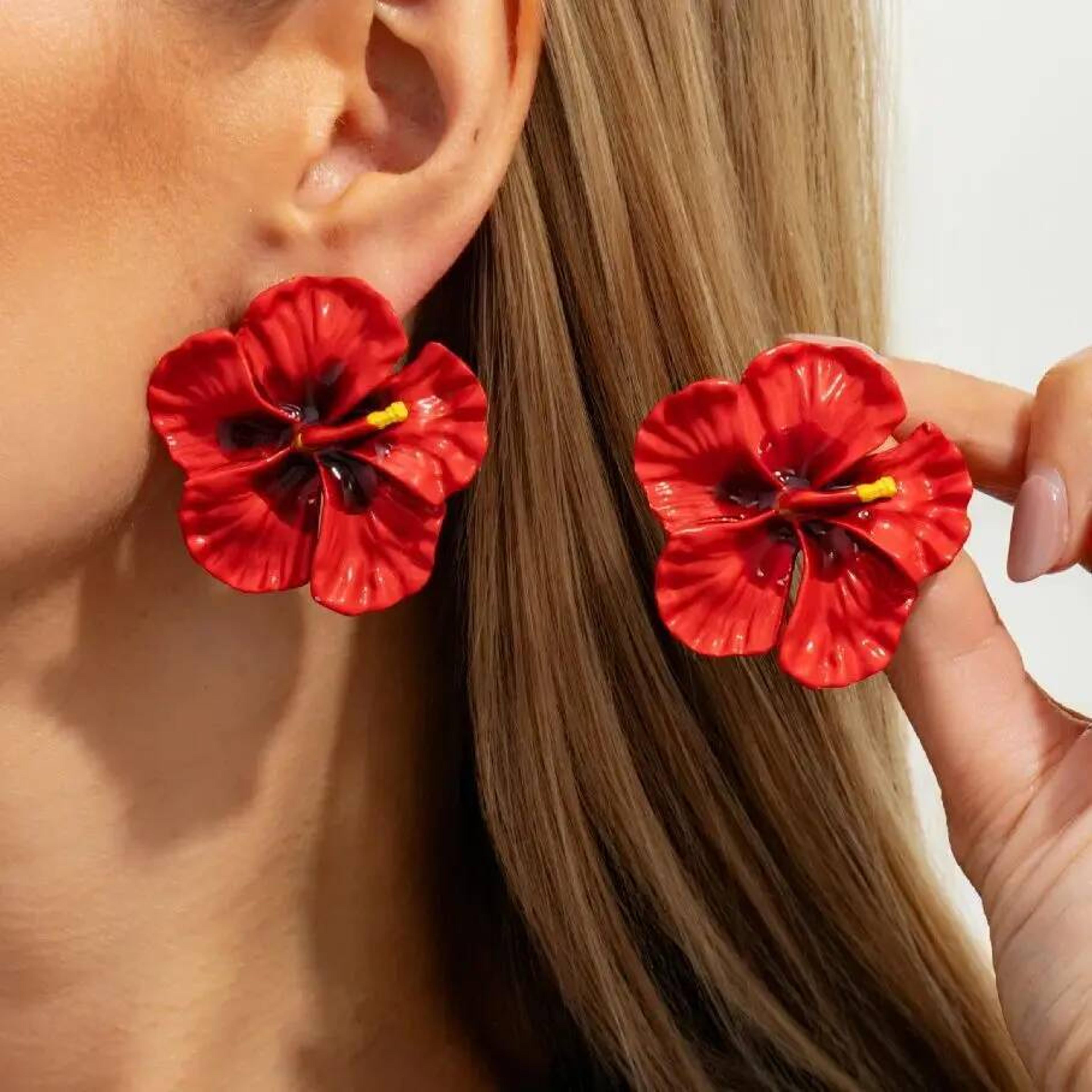 salircon boho dripping oil colored flower earrings