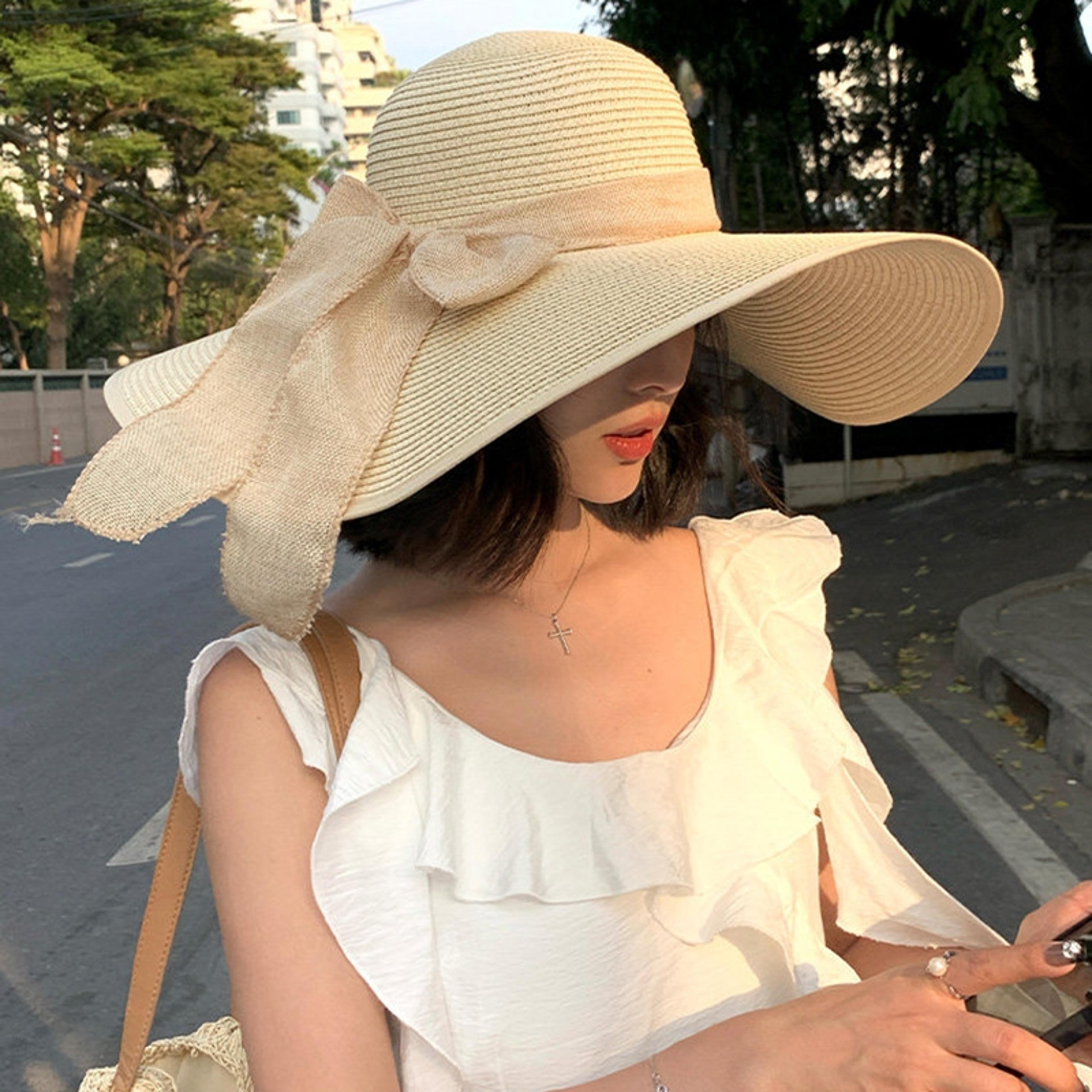 oversize foldable wide brim straw hat for women