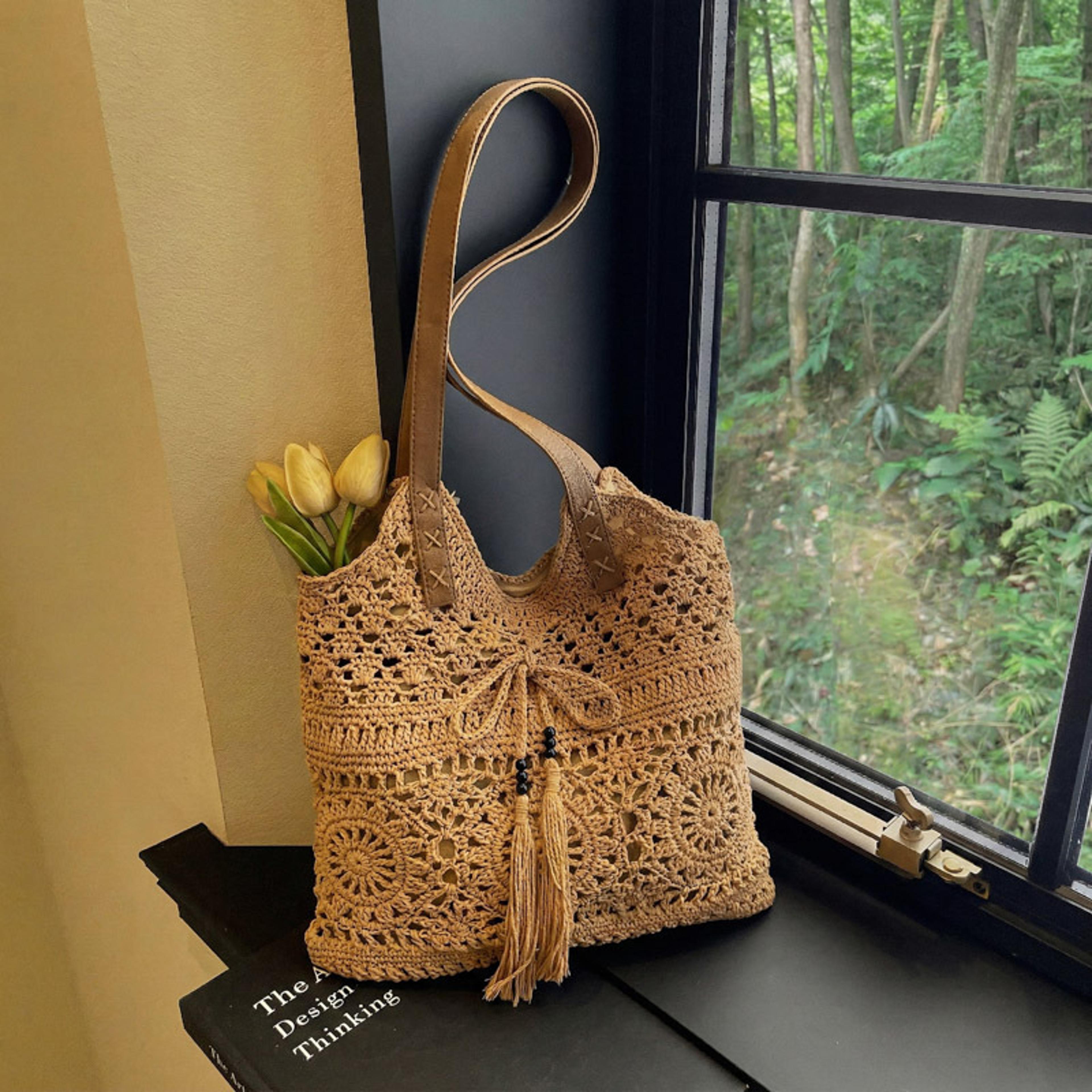 woven beach tote bag for women