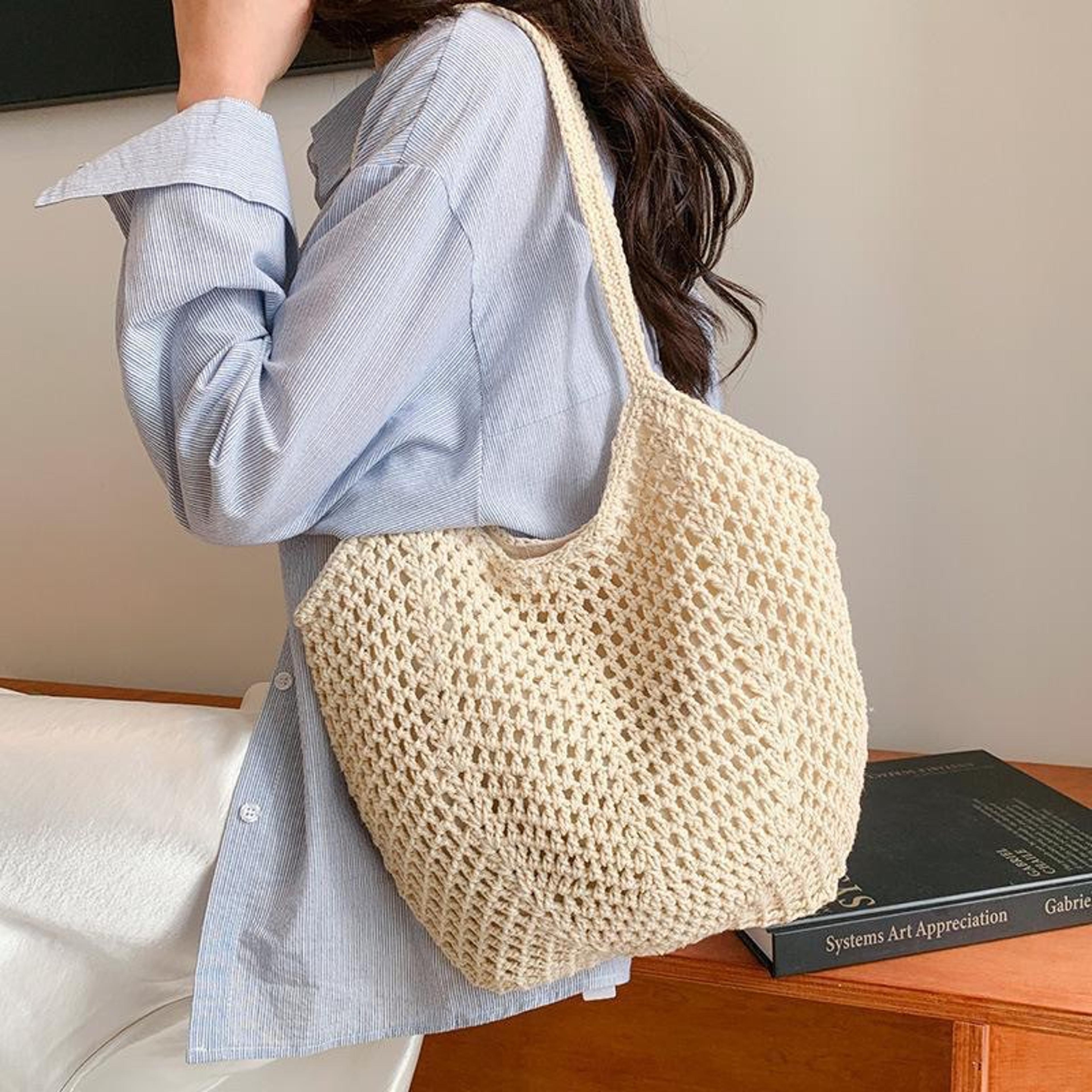 casual woven hollow out beach bag and summer vacation tote