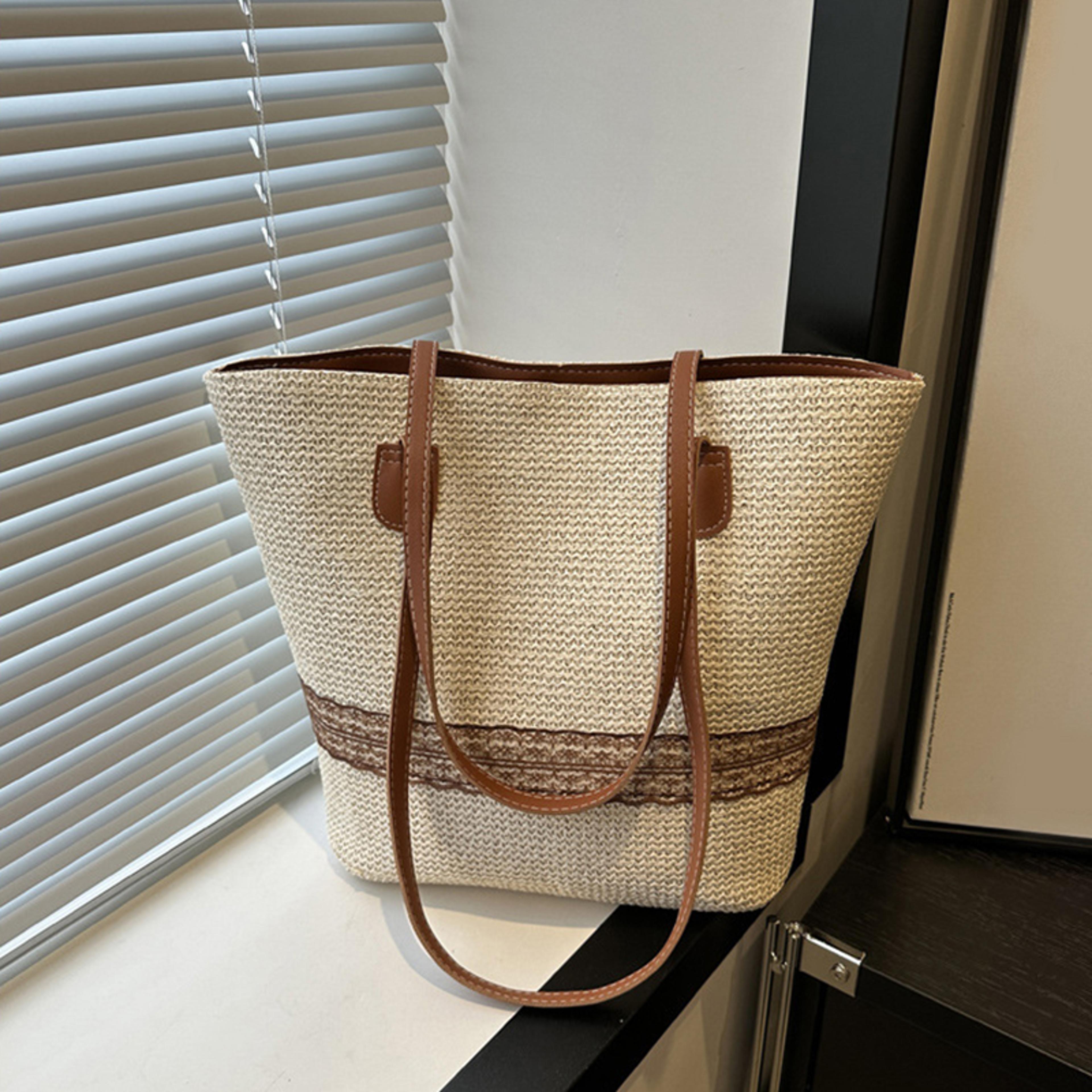 chic woven straw beach tote