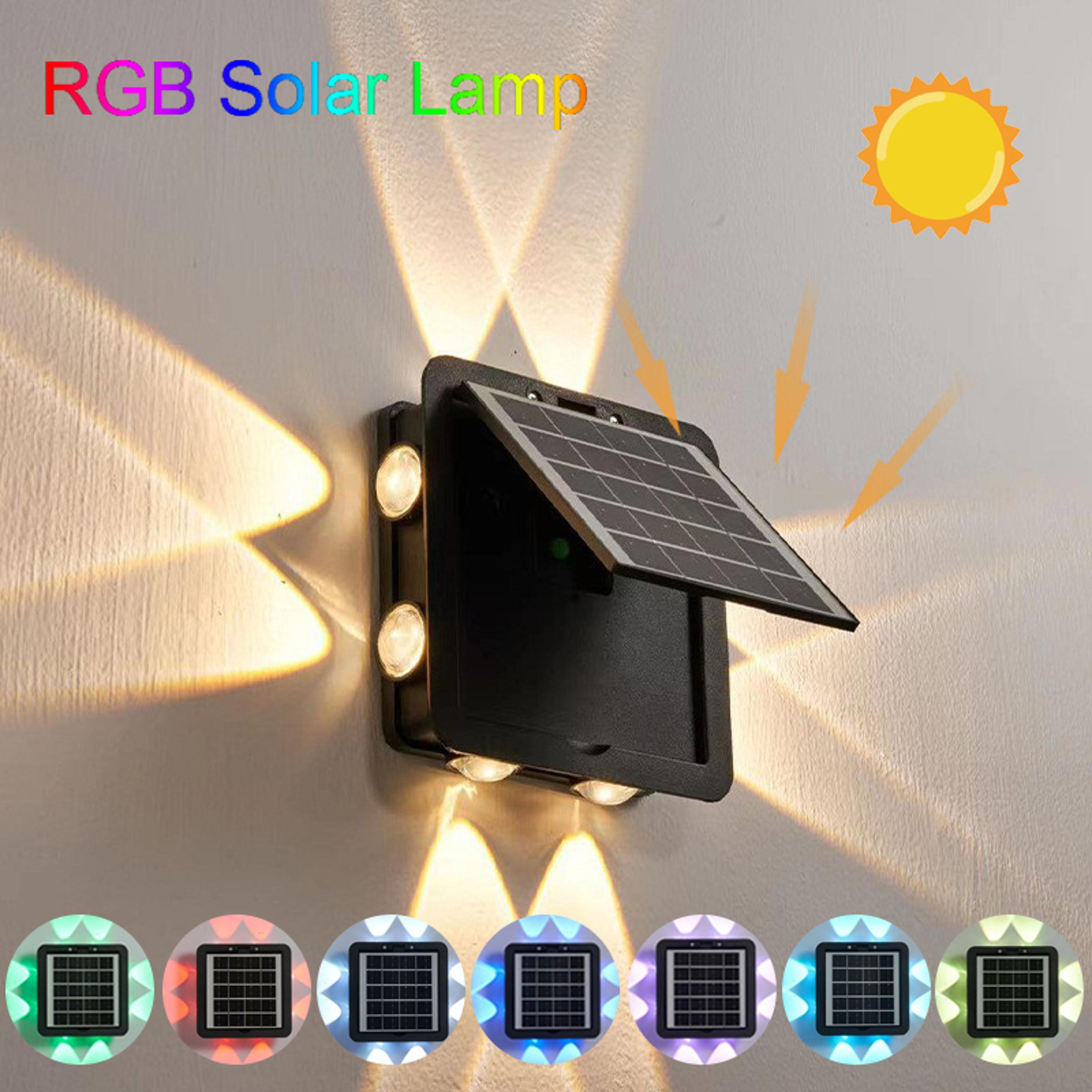 4 sided luminous solar lights outdoor waterproof floodlight, garden courtyard atmosphere wall lamp for porch yard