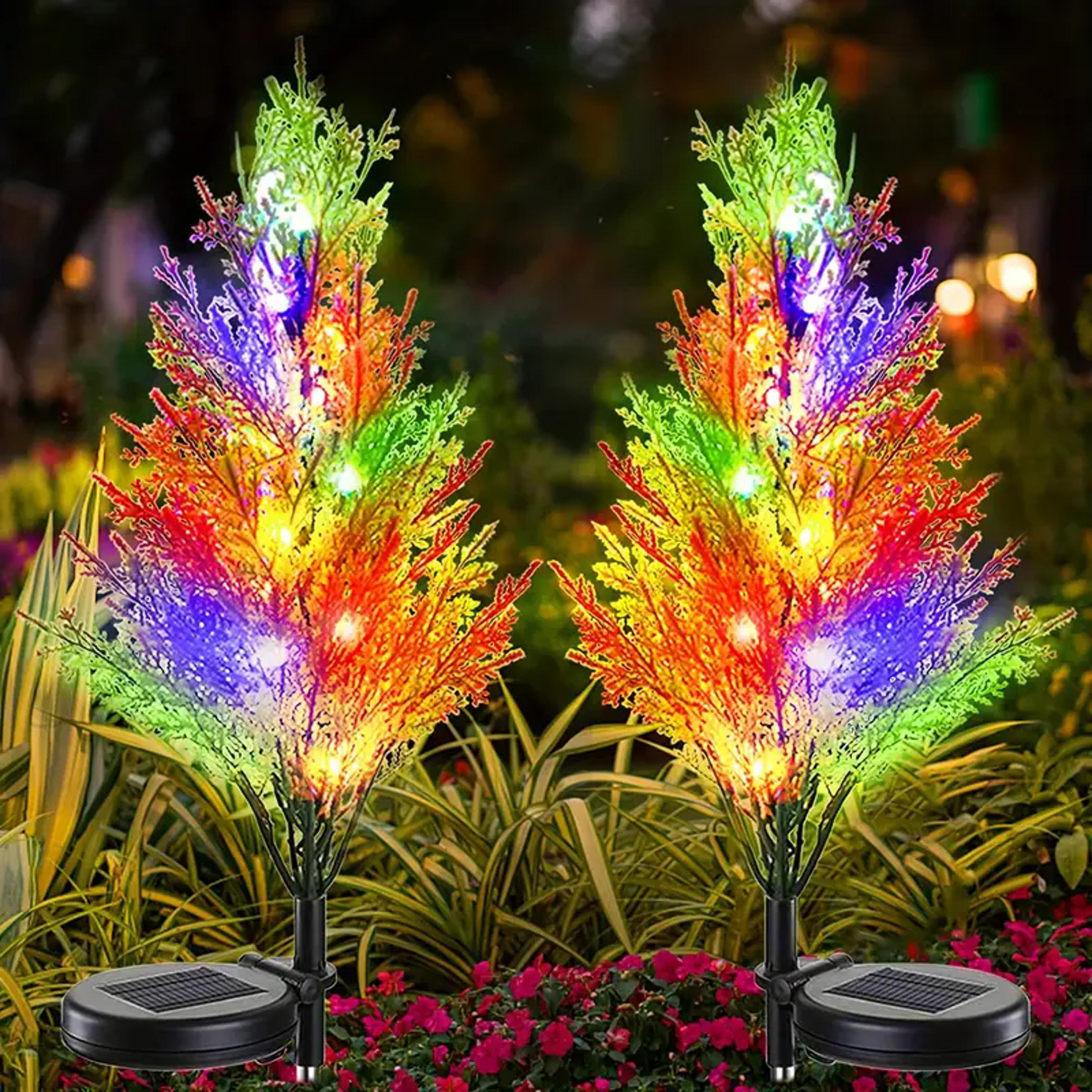 outdoor multicolor solar pine tree light, christmas lawn decoration, garden pathway landscape lamp for holiday yard