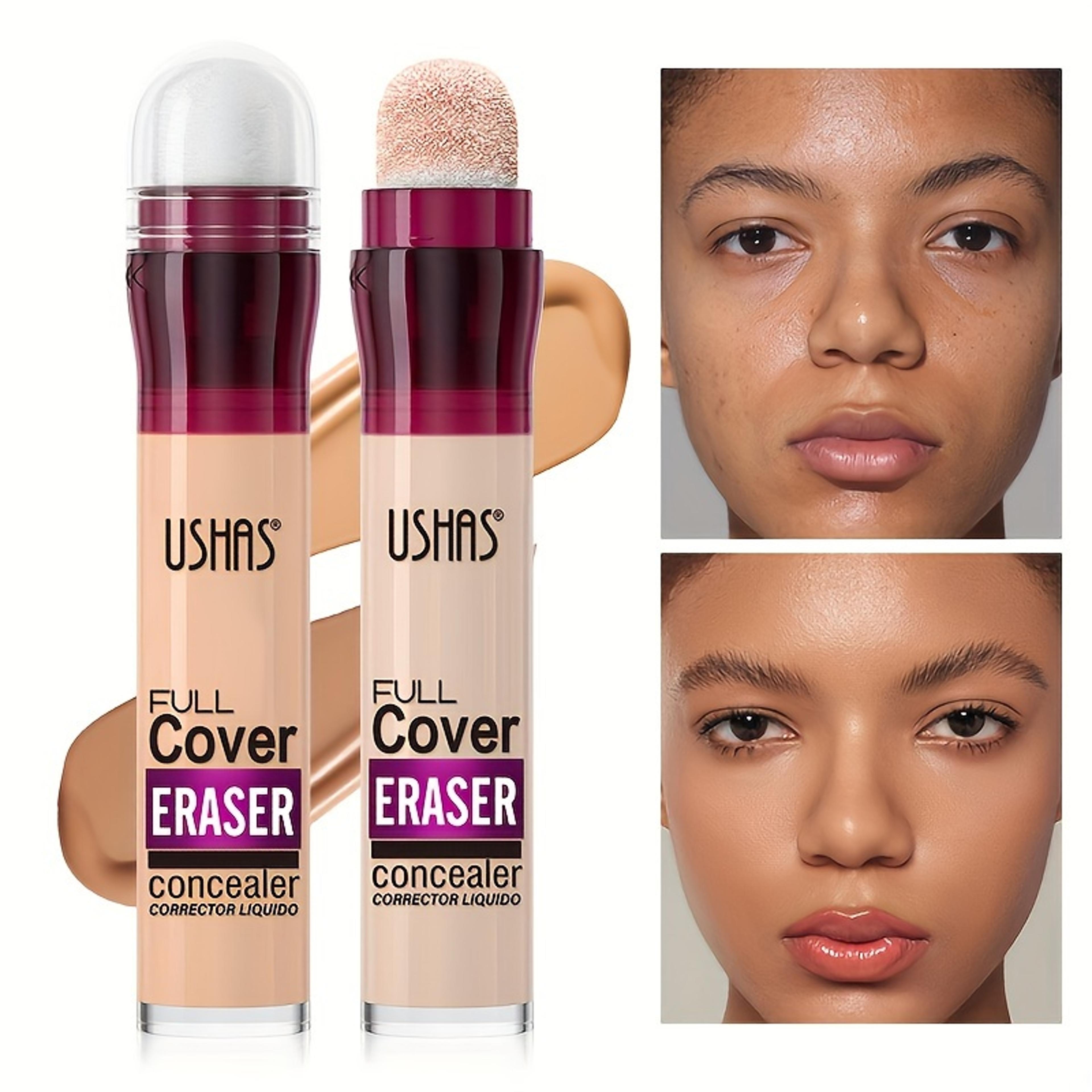 sponge head concealer for dark circles & blemishes, moisturizing liquid foundation for freckles, acne and pigmentation