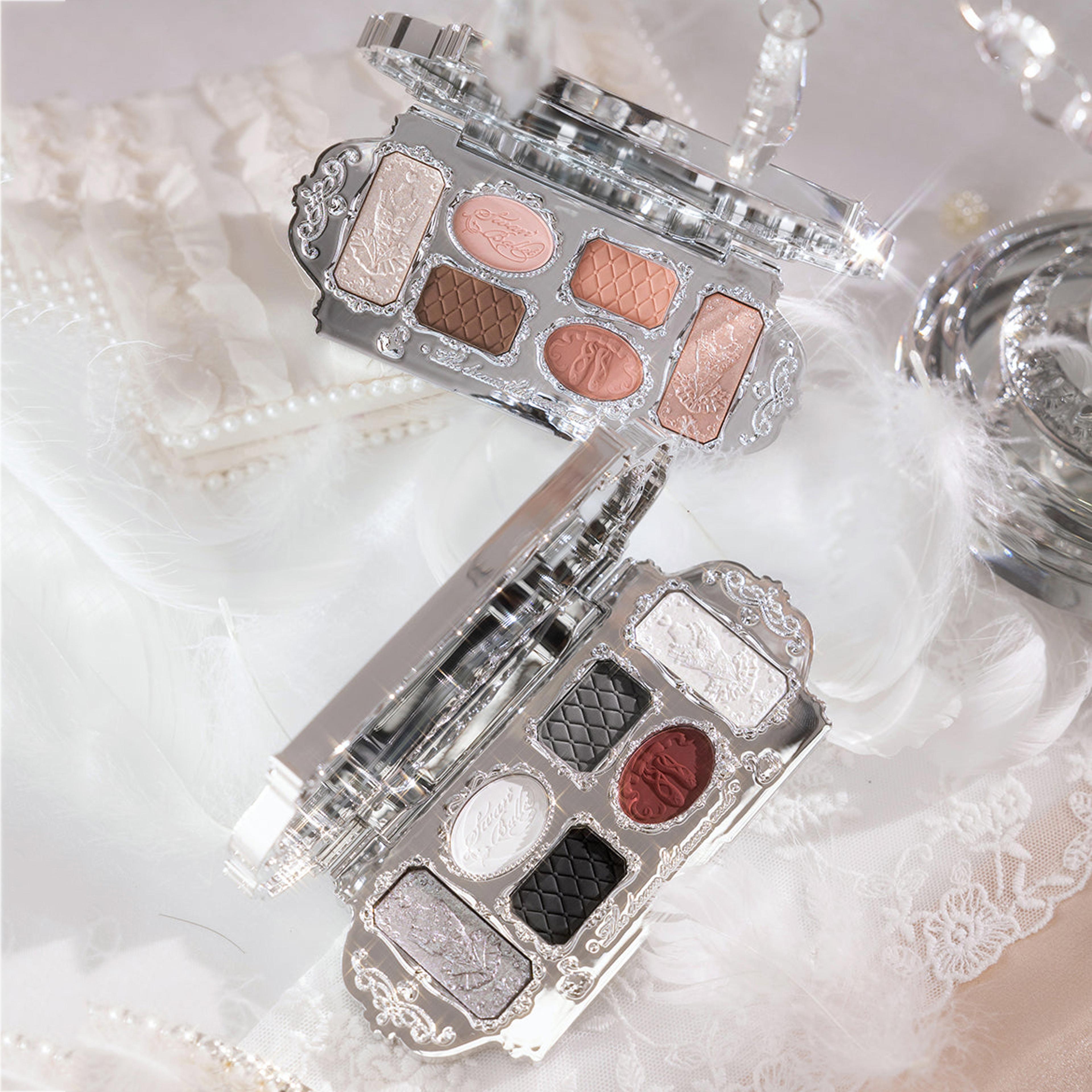 waterproof flower knows swan ballet color eyeshadow palette with matte, shimmer, pearl & glitter, highly pigmented