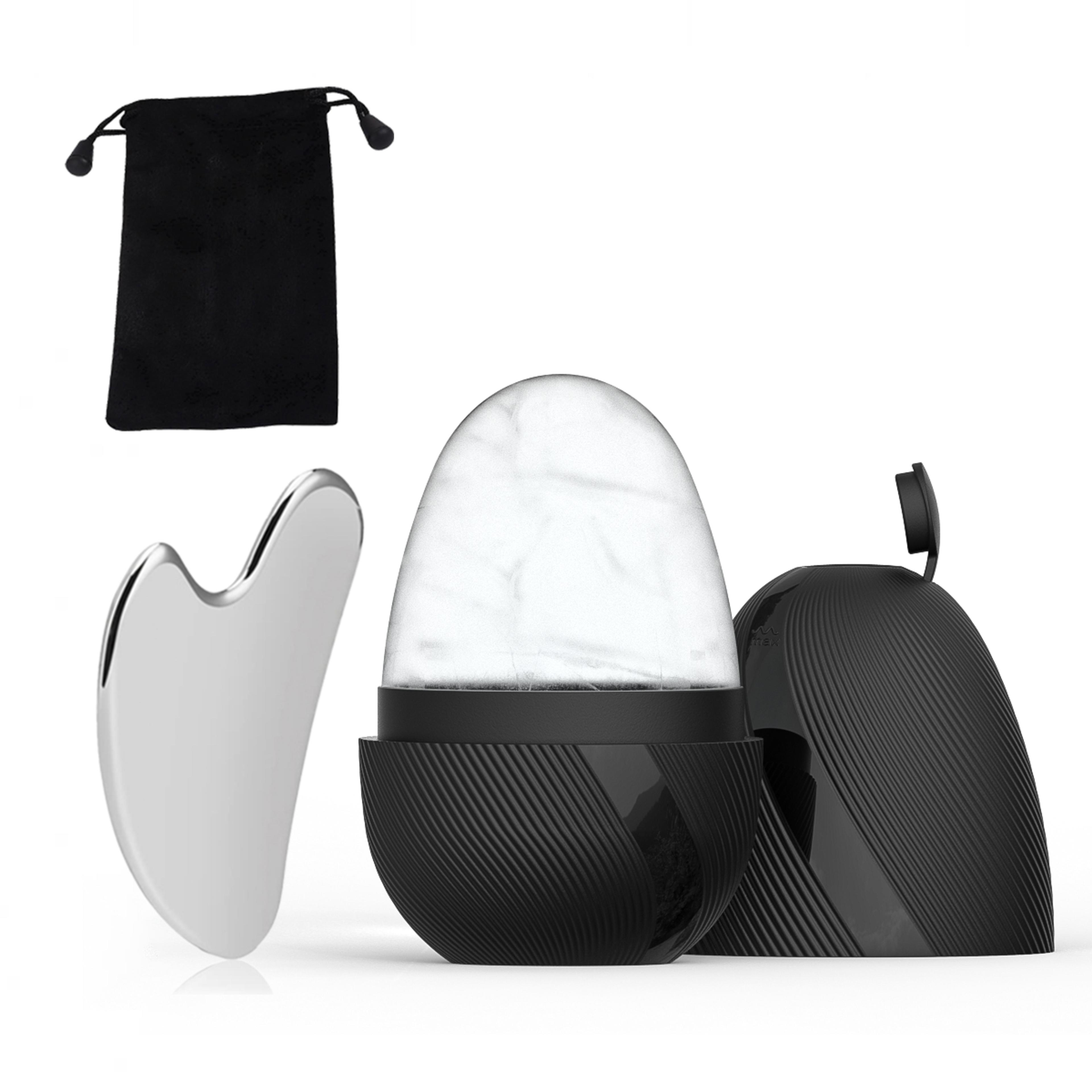 facial massager ice roller skin care tool, ice face roller & stainless steel gua sha tool beauty set for lifting