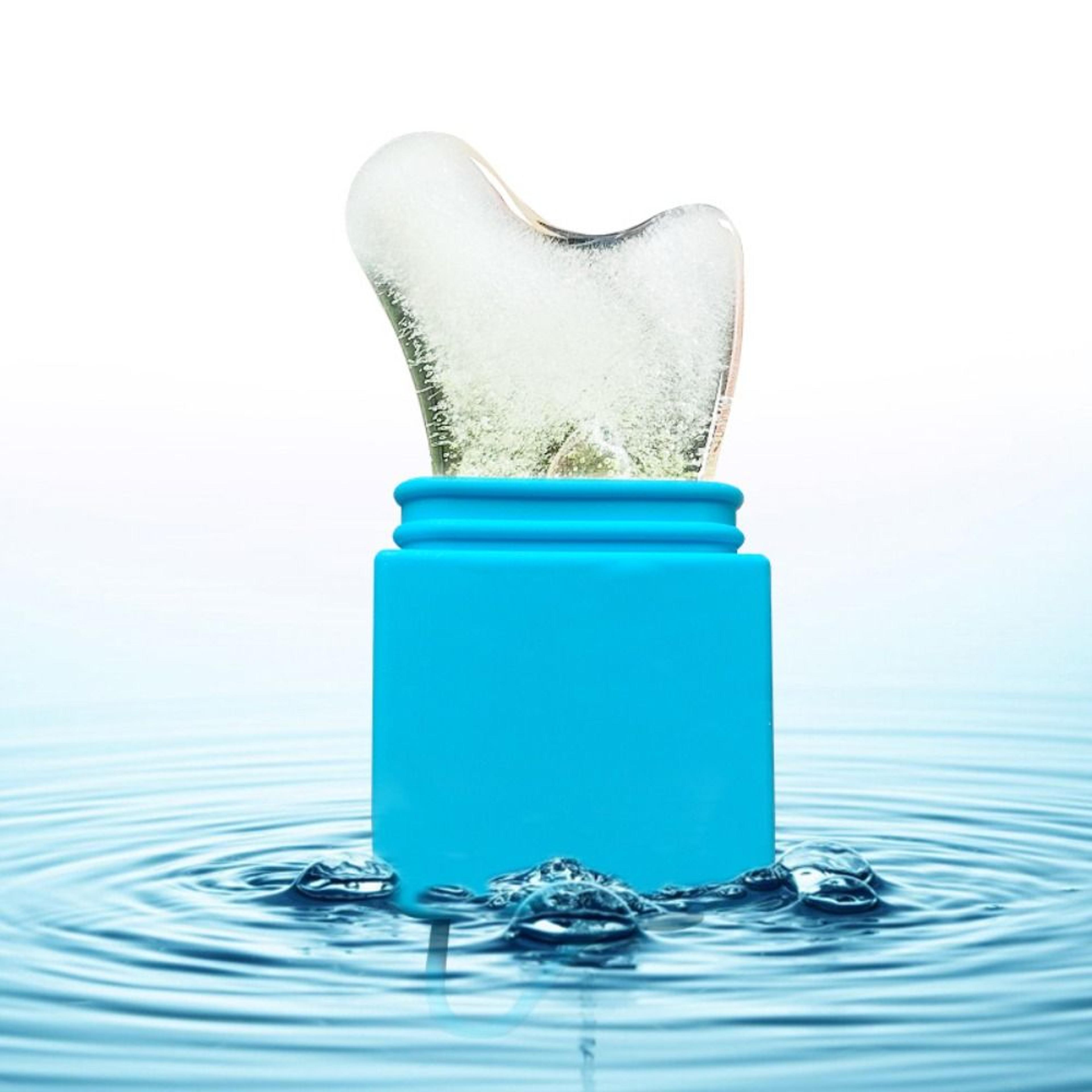 gua sha silicone ice face roller, cold therapy massager to alleviate puffiness, cooling face contour globes for lifting