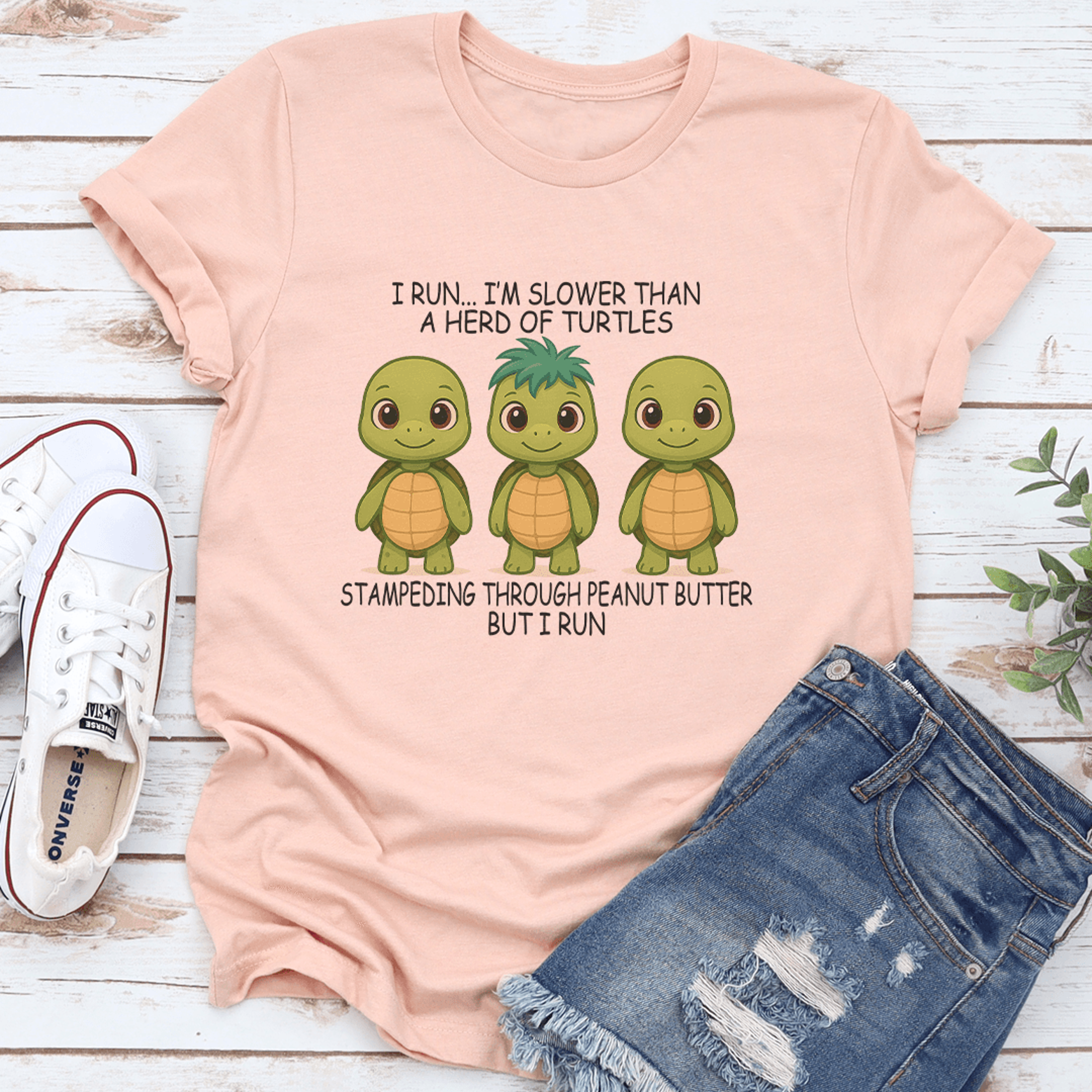 i run i'm slower than a herd of turtles tee