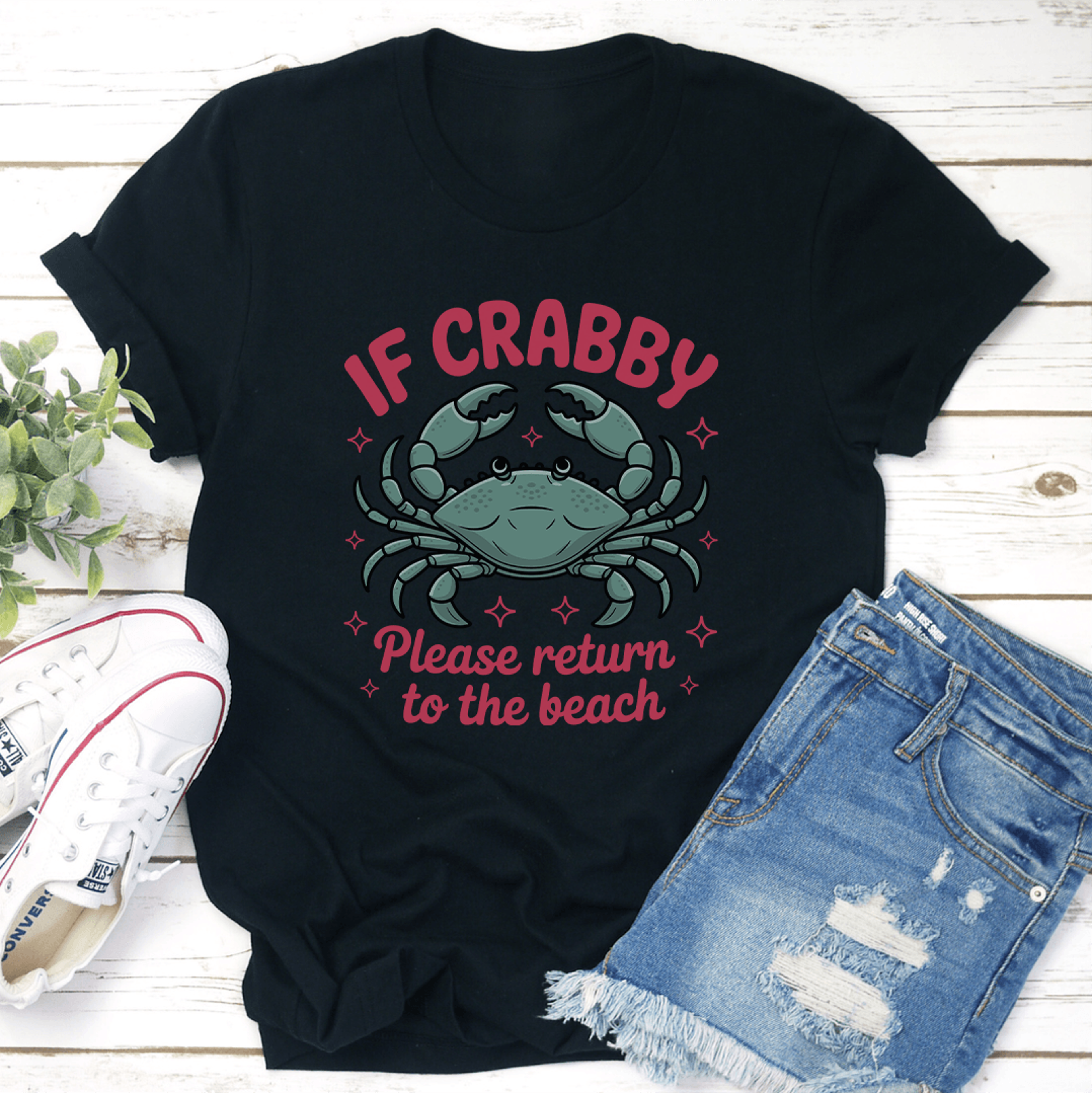 if crabby please return to the beach tee
