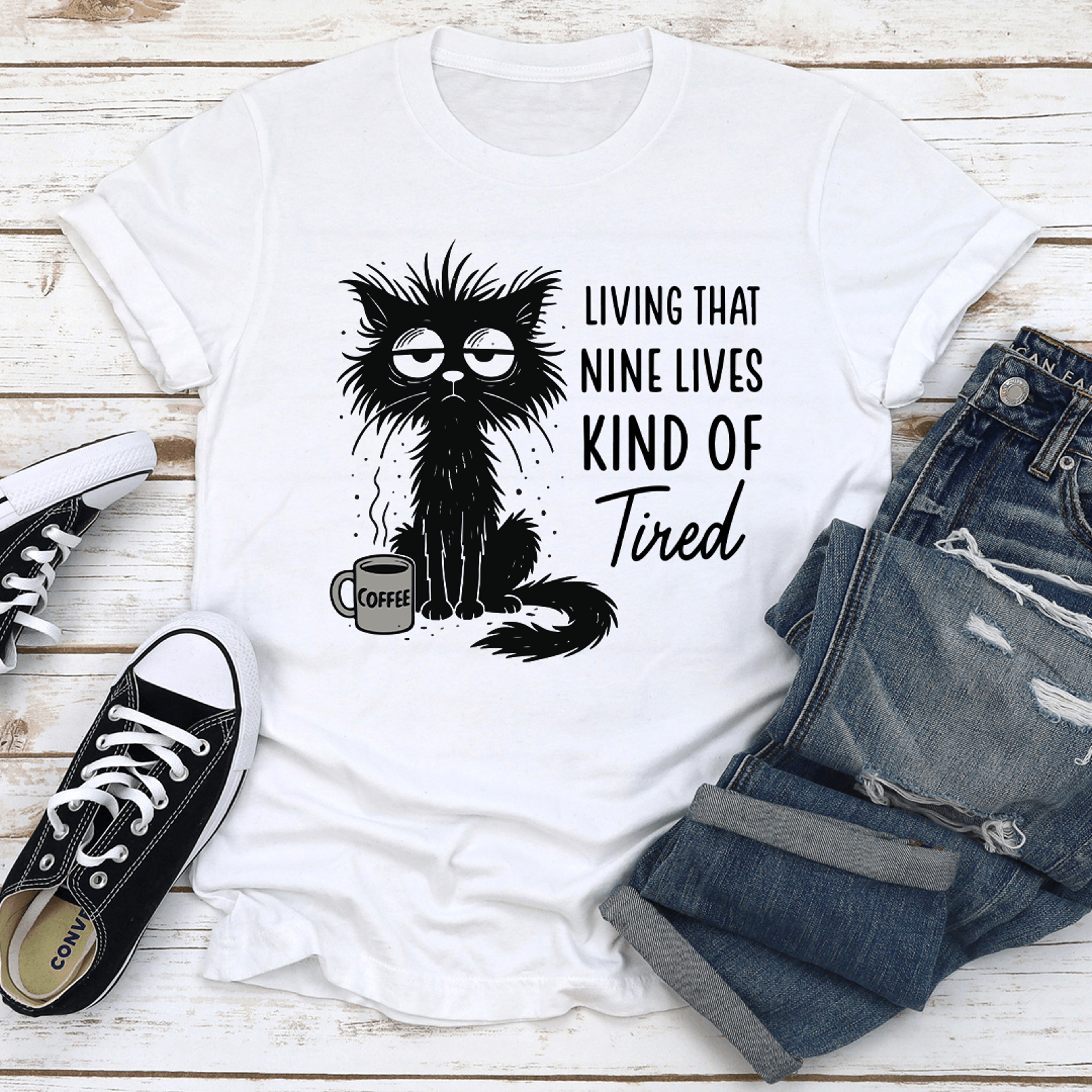 living that nine lives kind of tired tee
