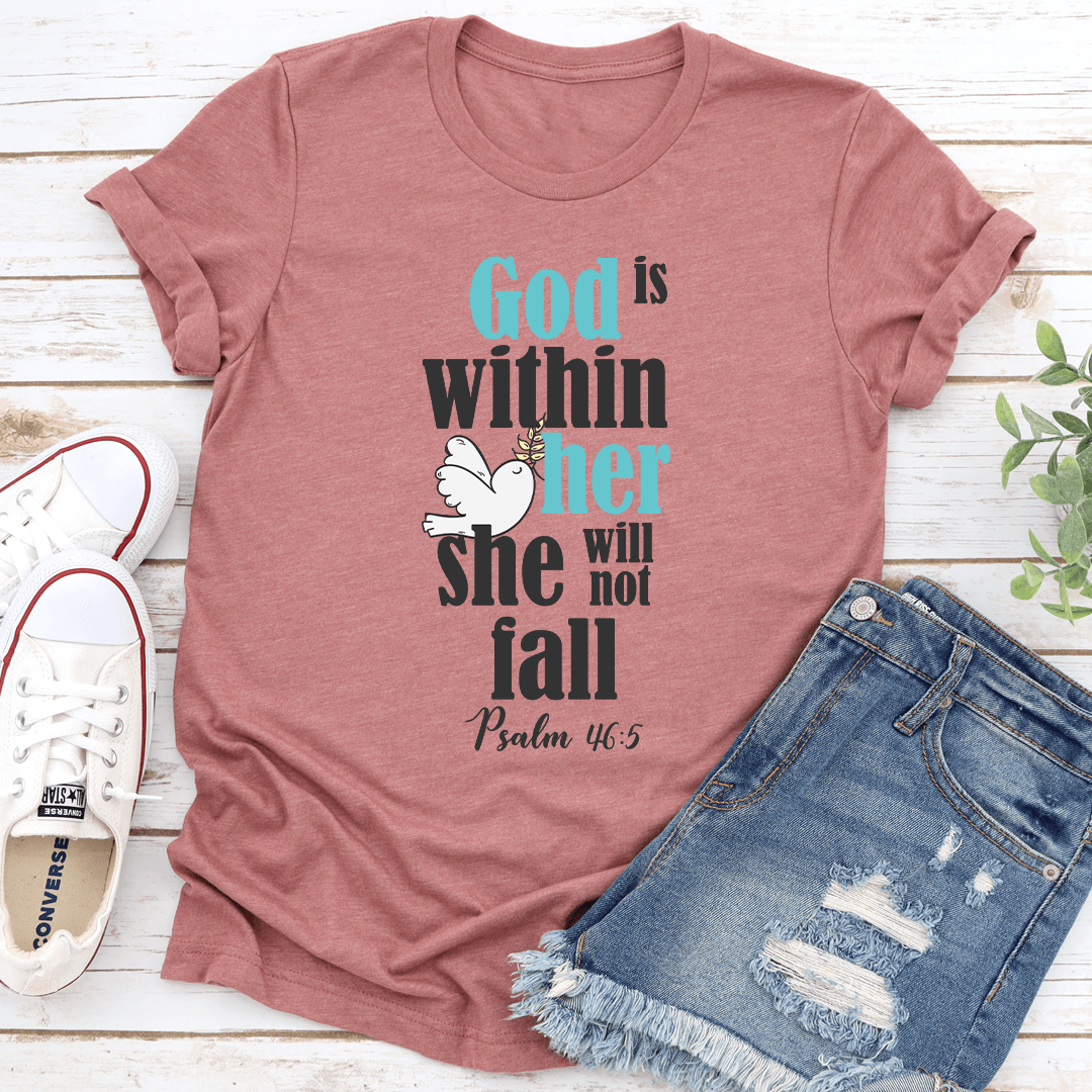 god is within her she will not fall tee
