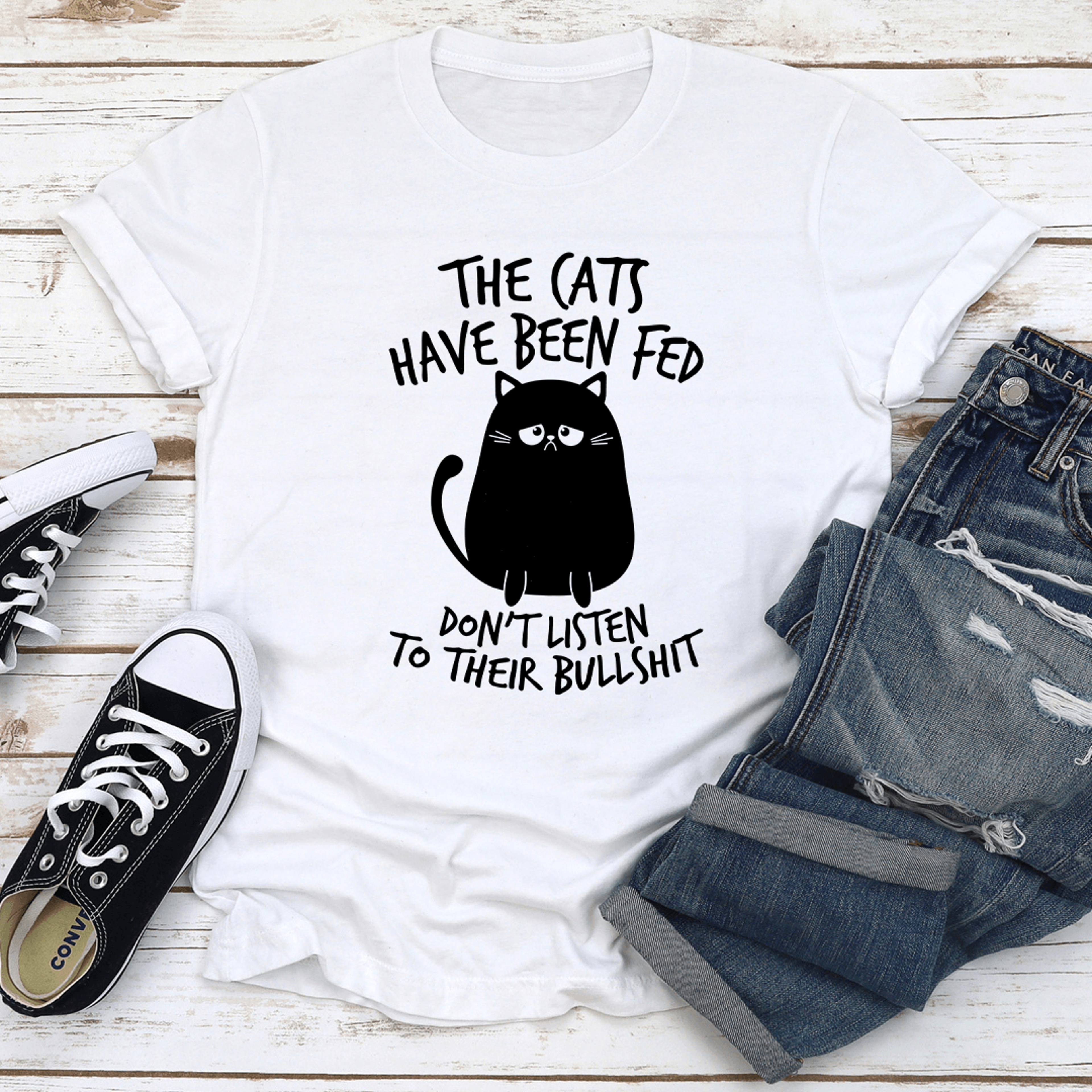 the cats have been fed tee
