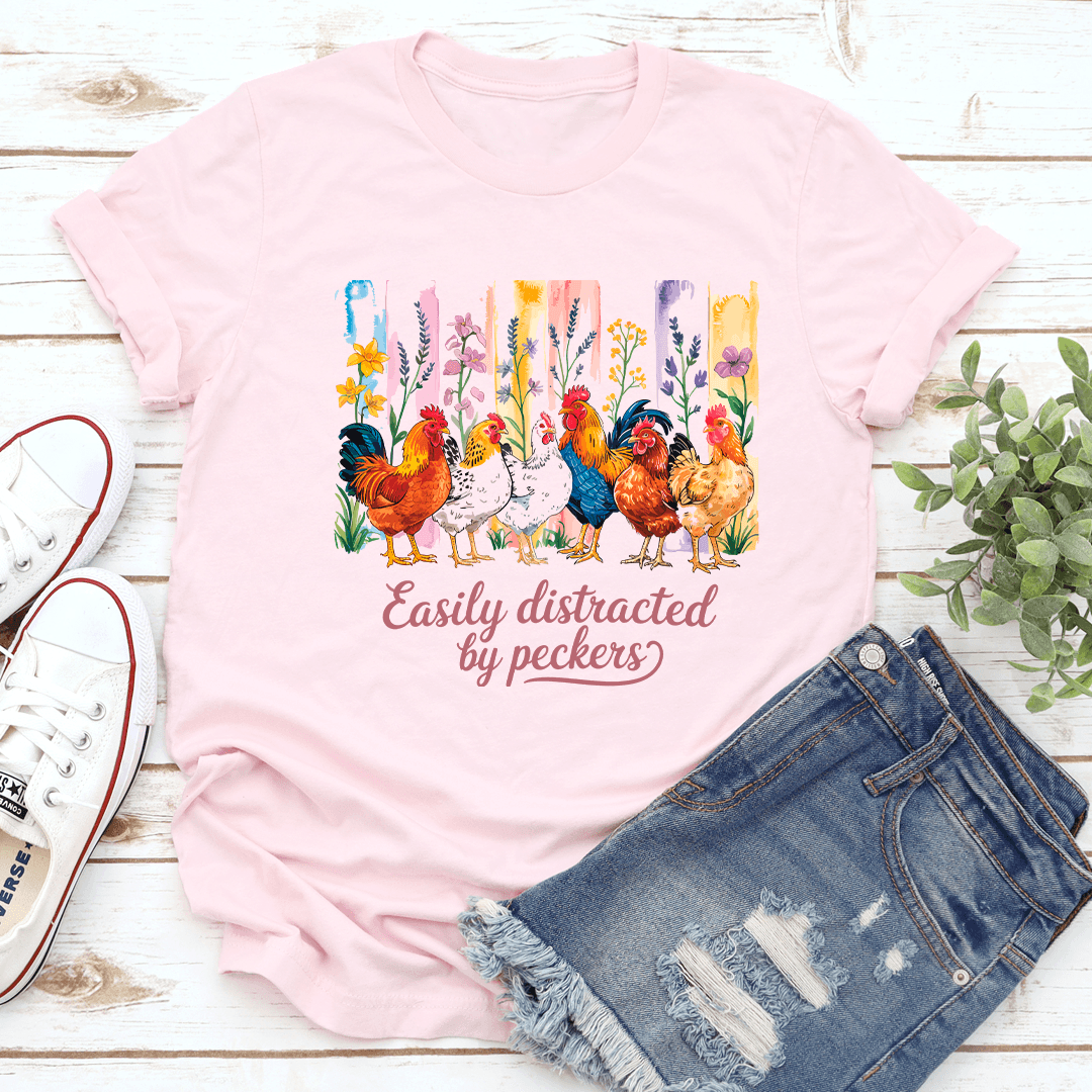 easily distracted by peckers tee