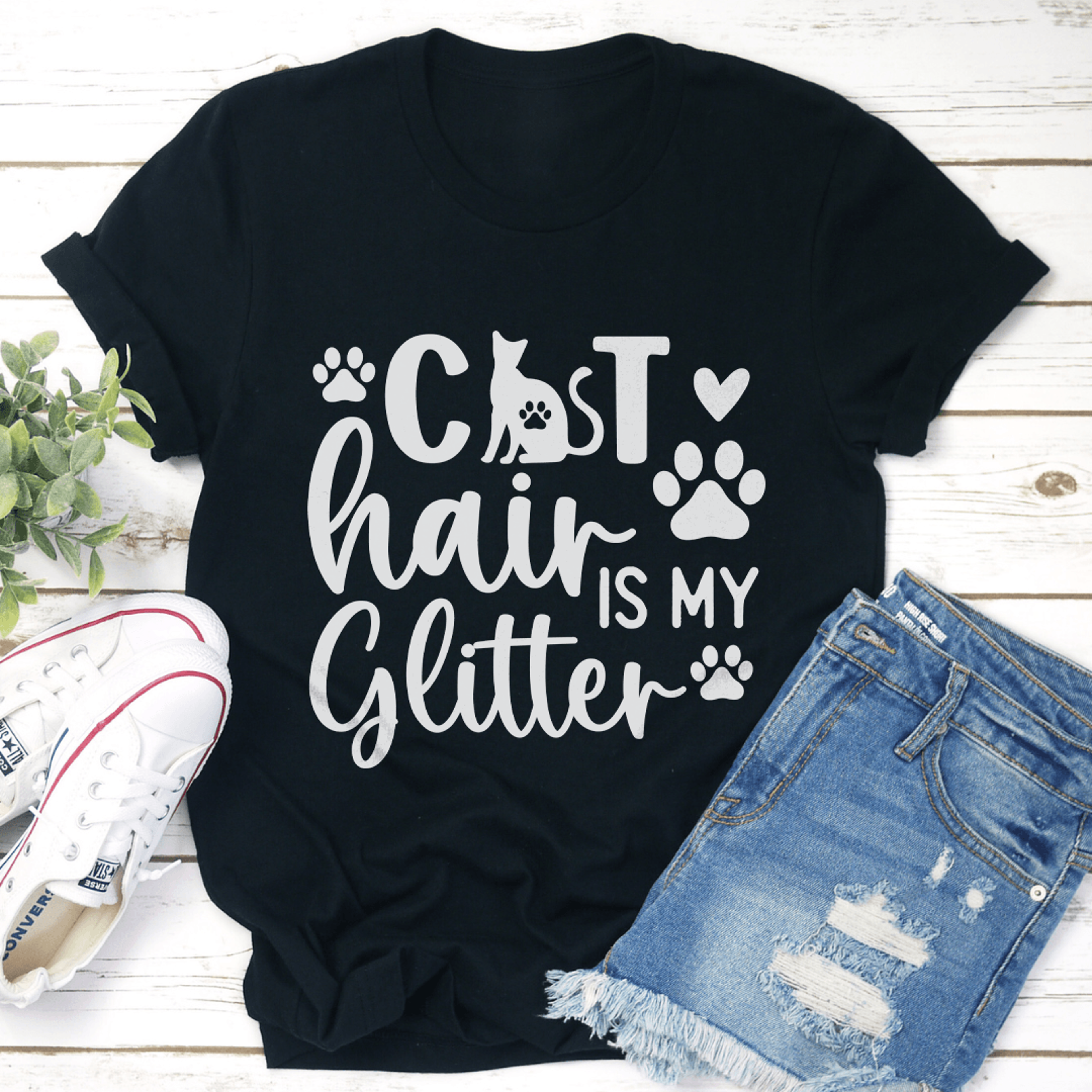 cat hair is my glitter tee