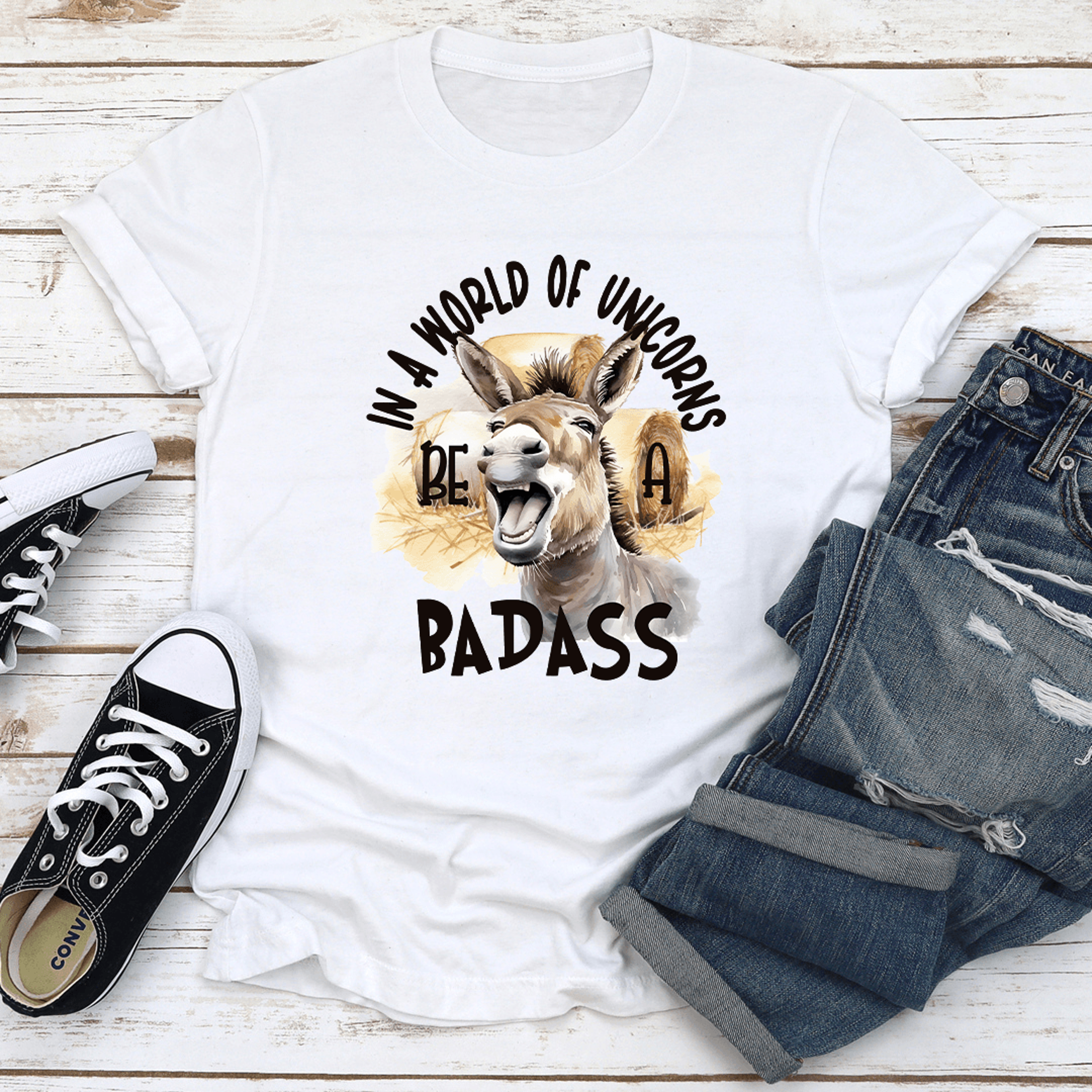 in a world of unicorns bad dadass tee