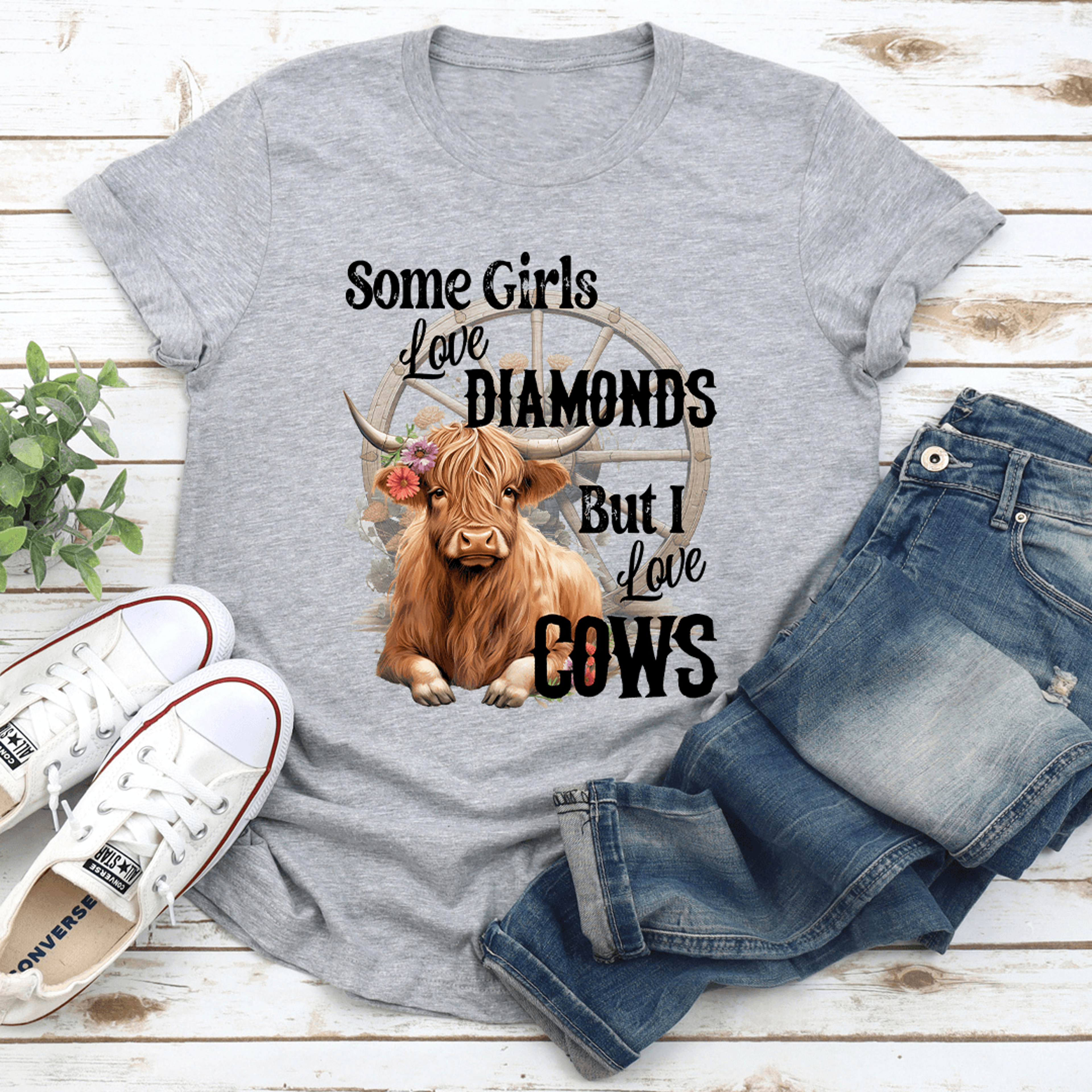 some girls love diamonds cows tee