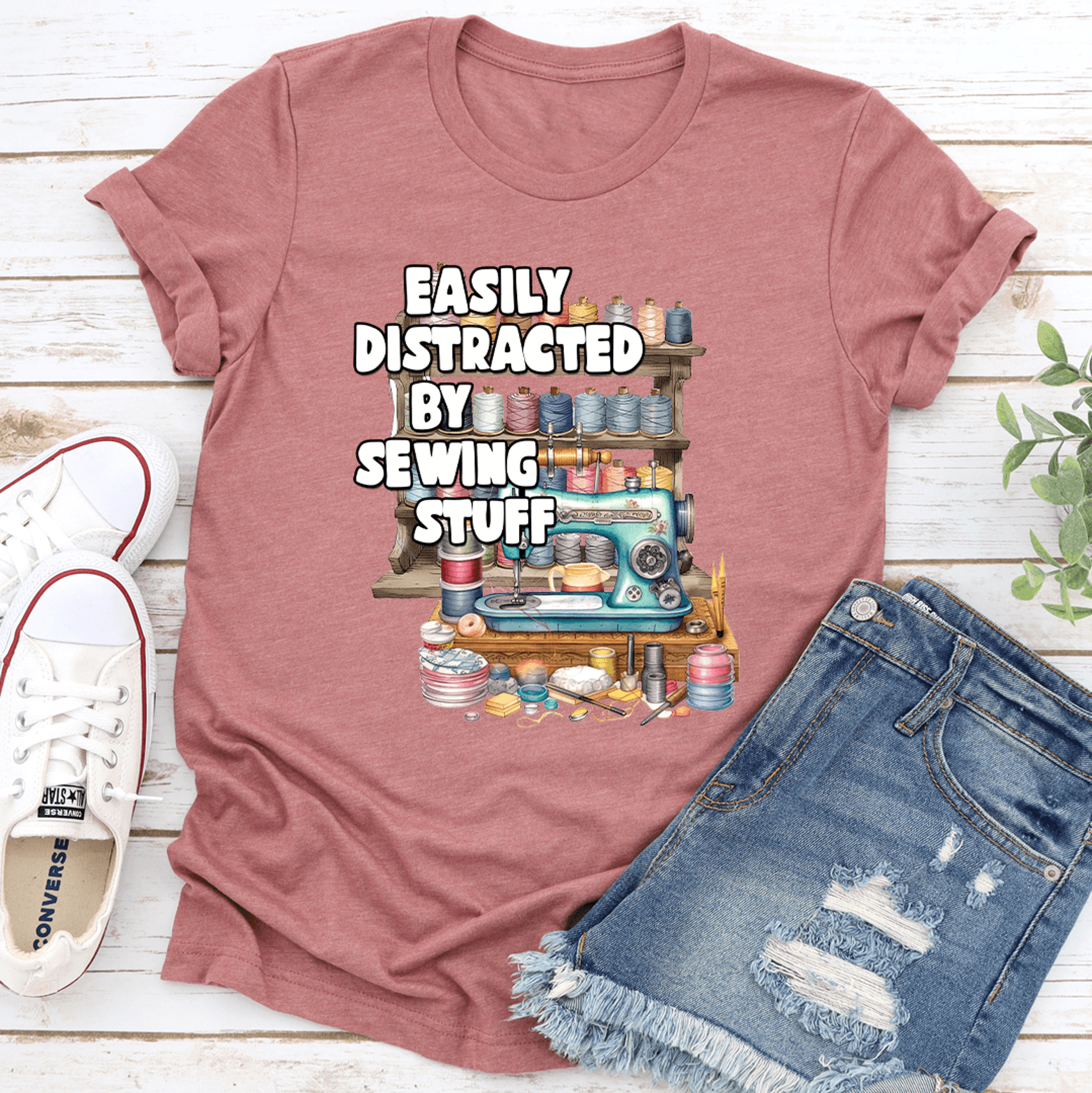 easily distracted by sewing stuff tee