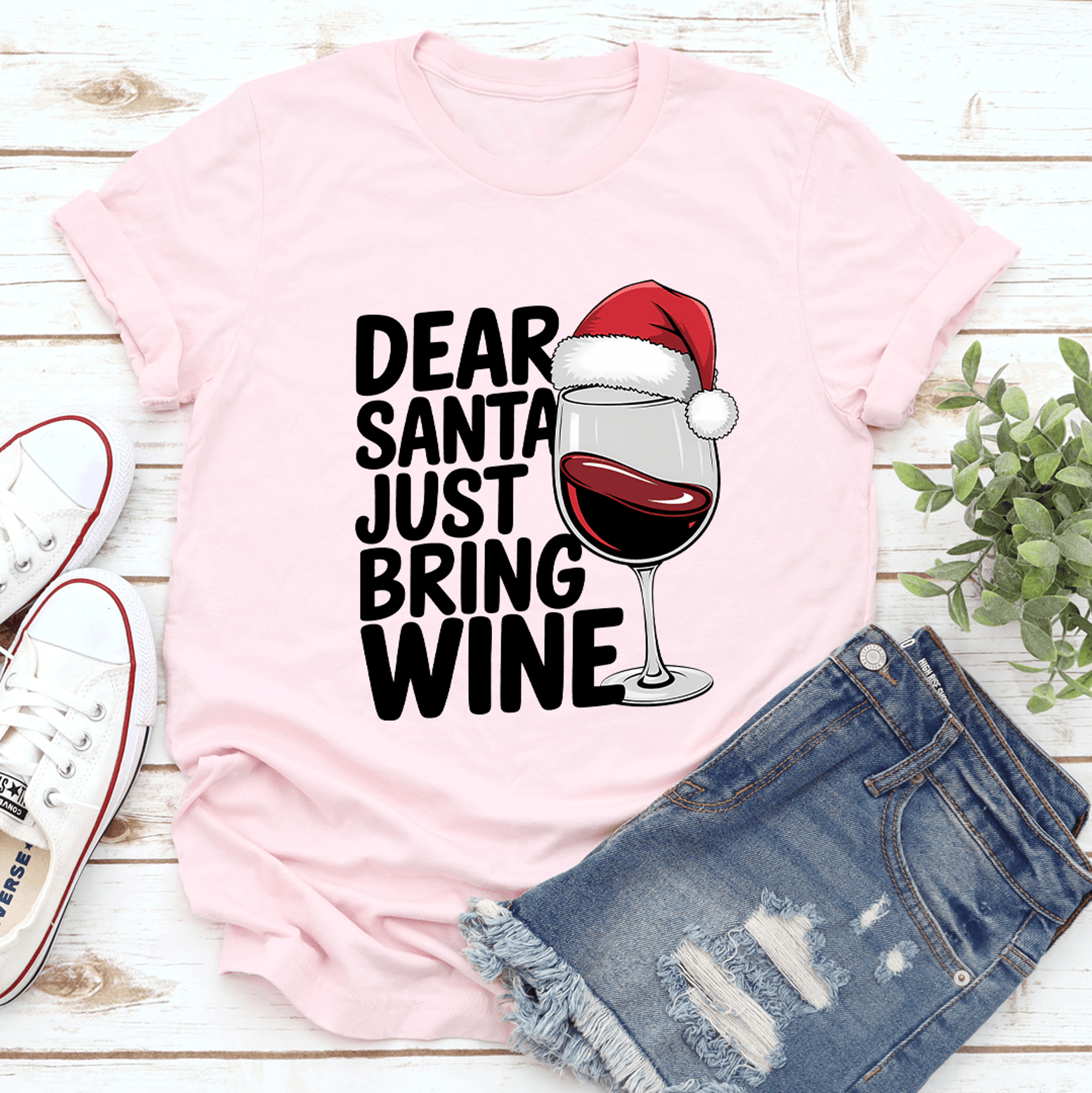 dear santa just bring wine tee
