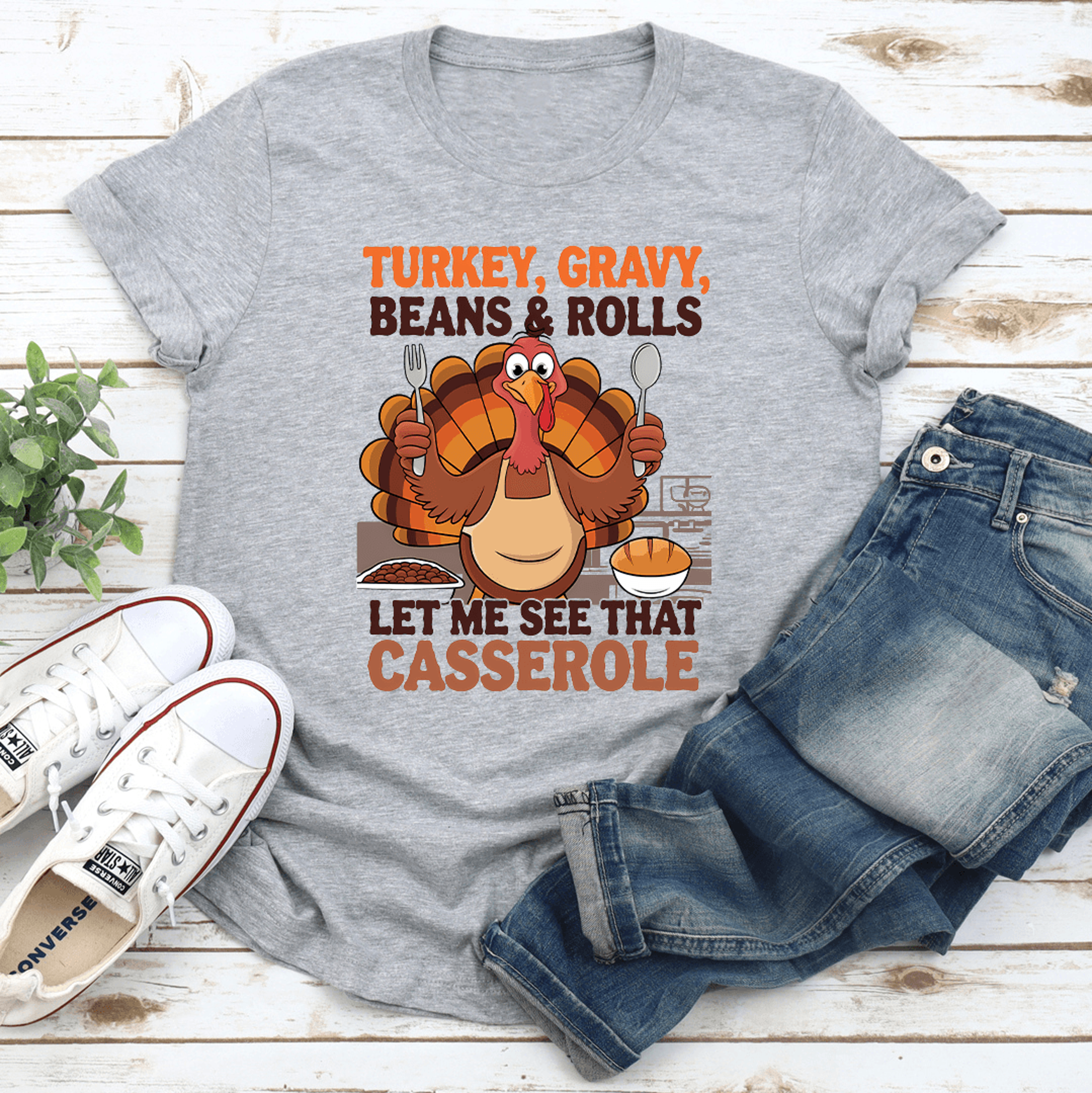 turkey gravy beans rolls tee