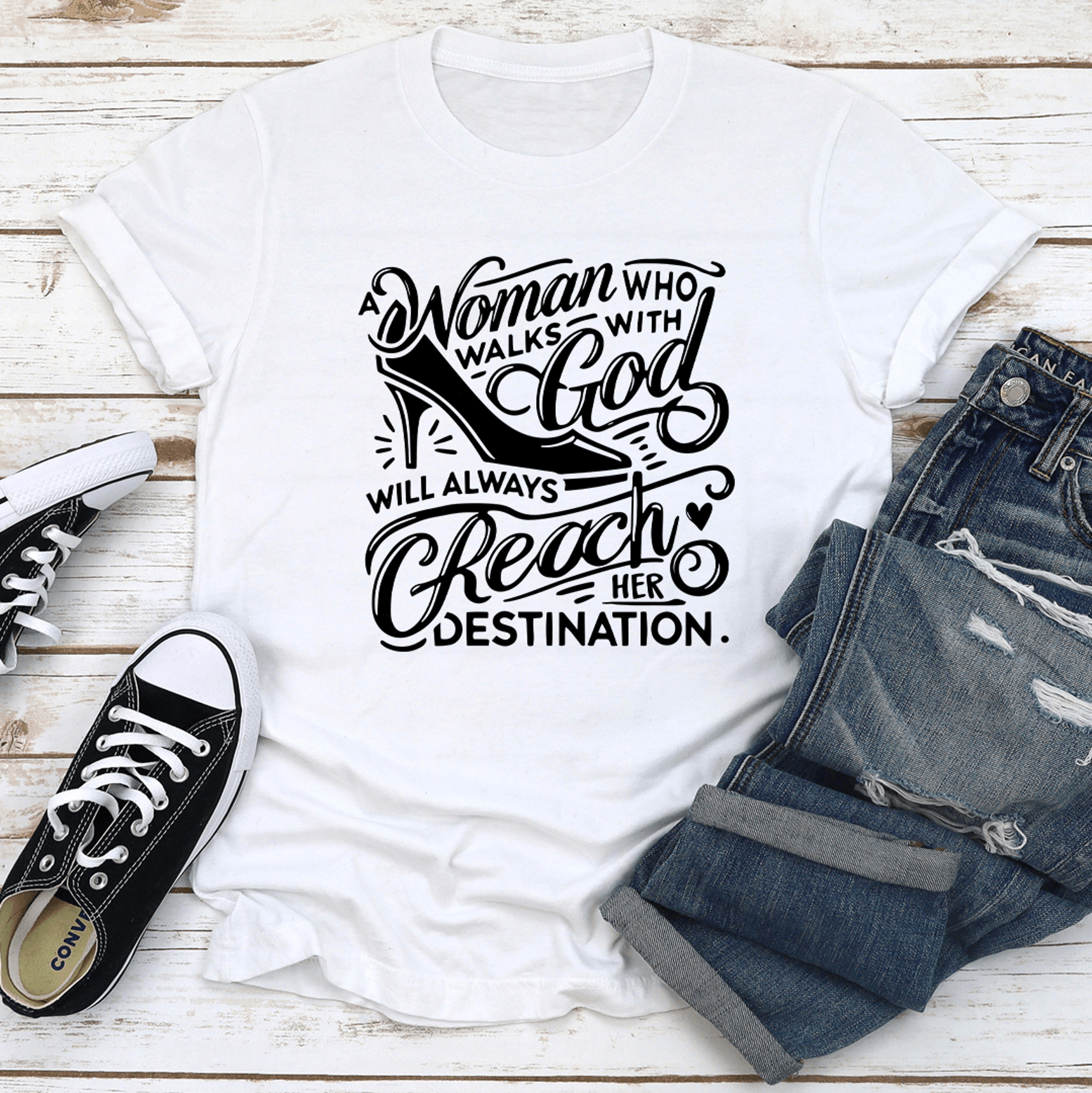 a woman who walks with god tee
