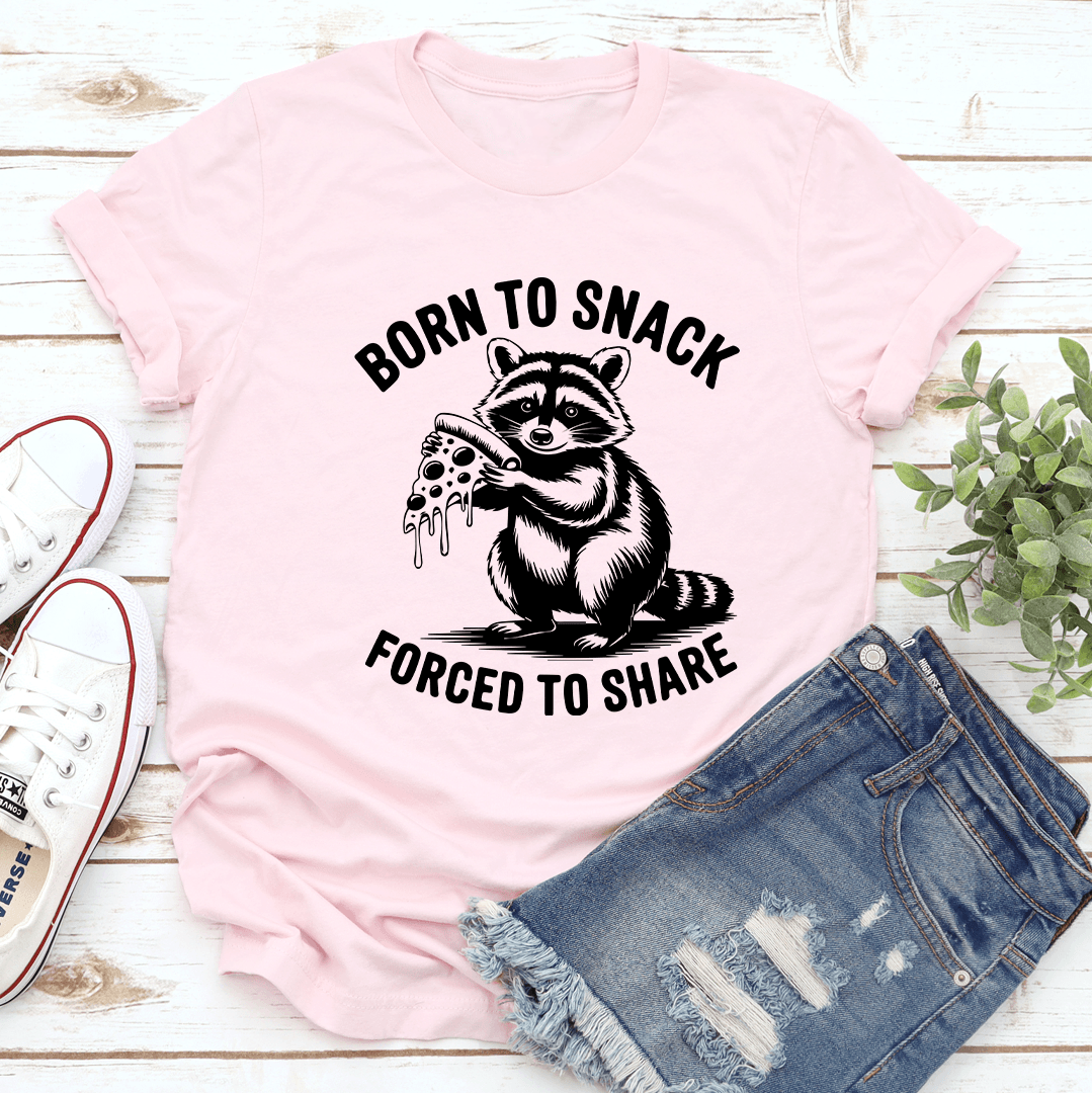 born to snack forced to share tee
