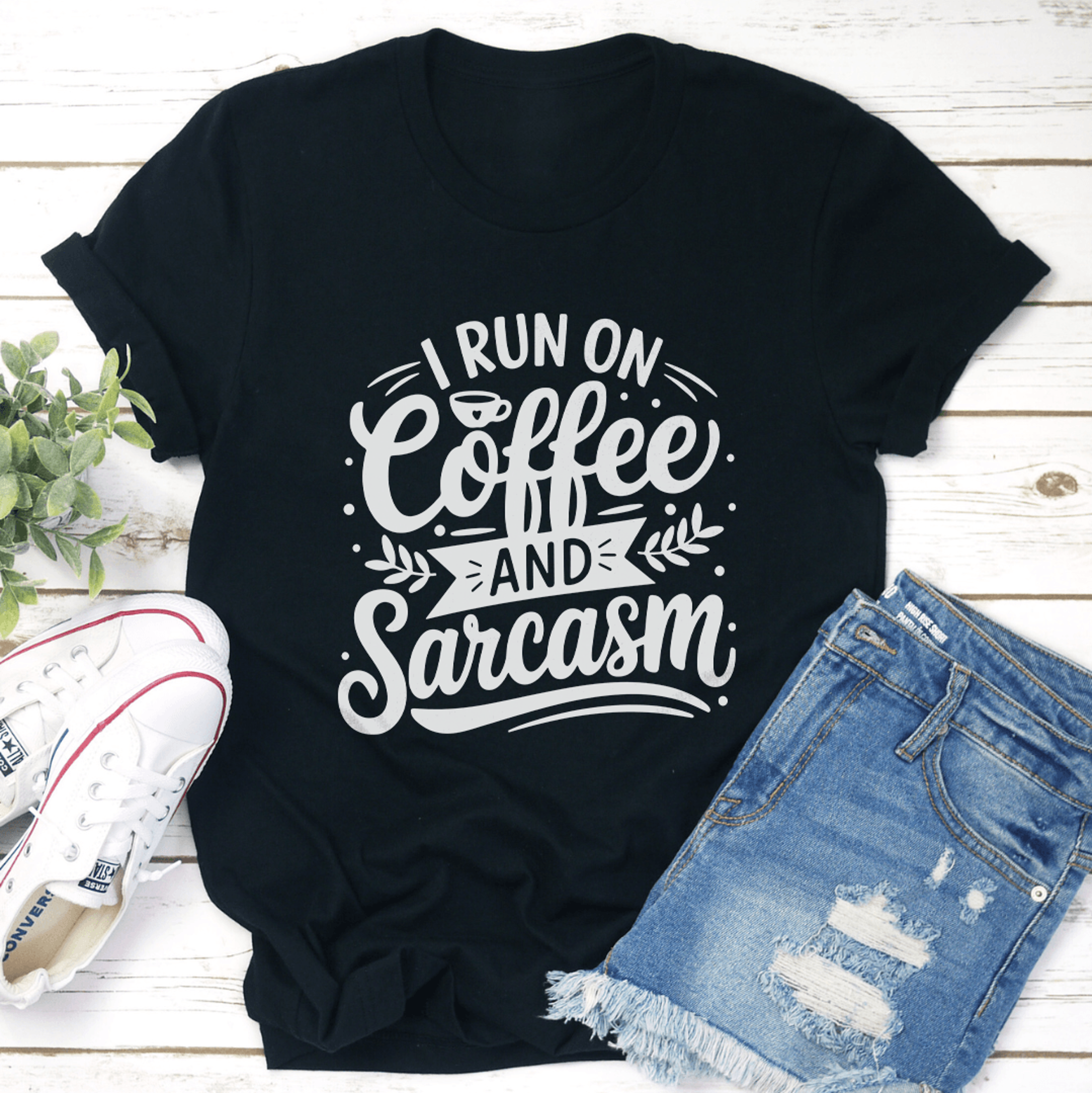 i run coffee and sarcasm tee
