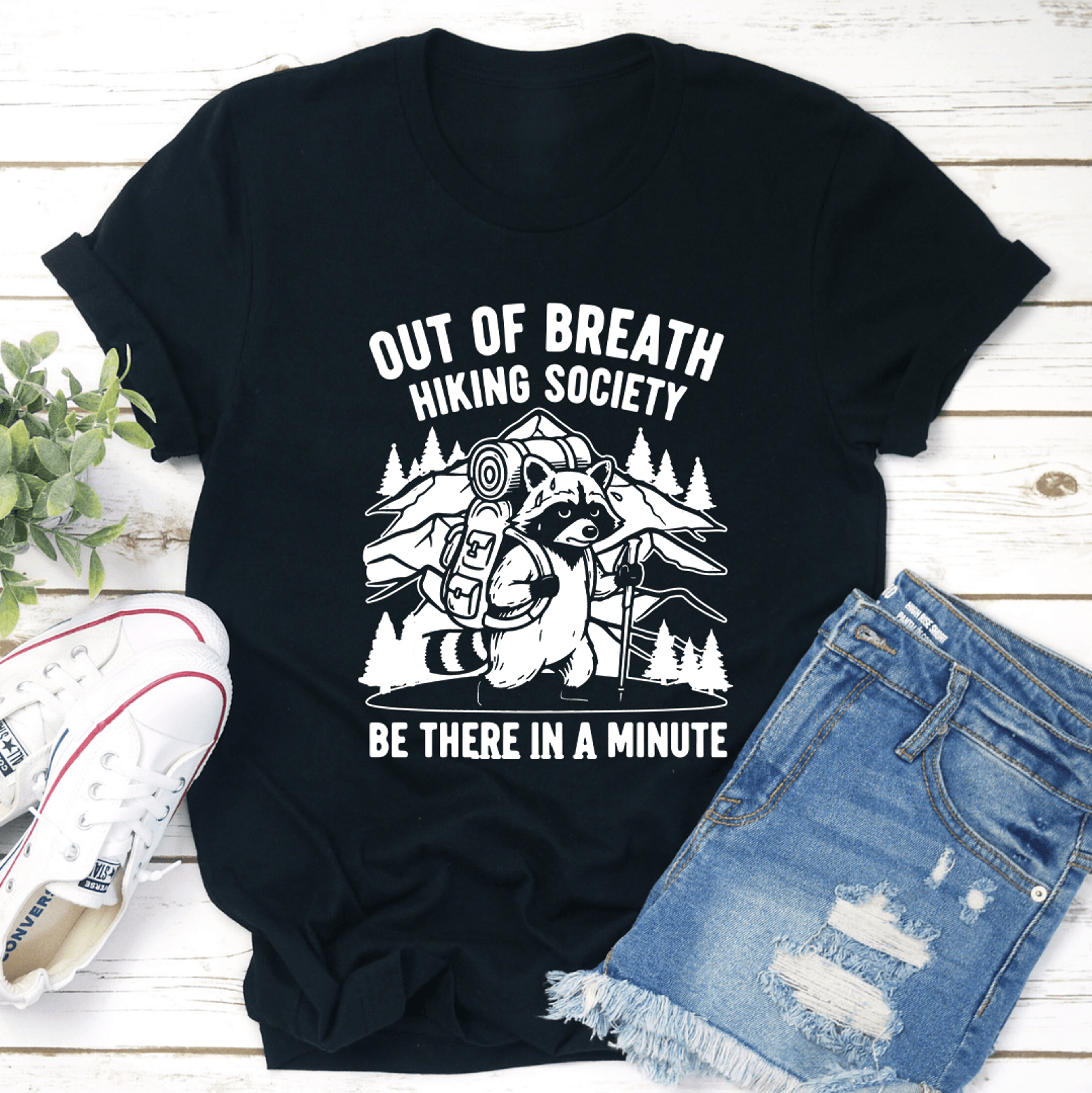 out of breath hiking society tee