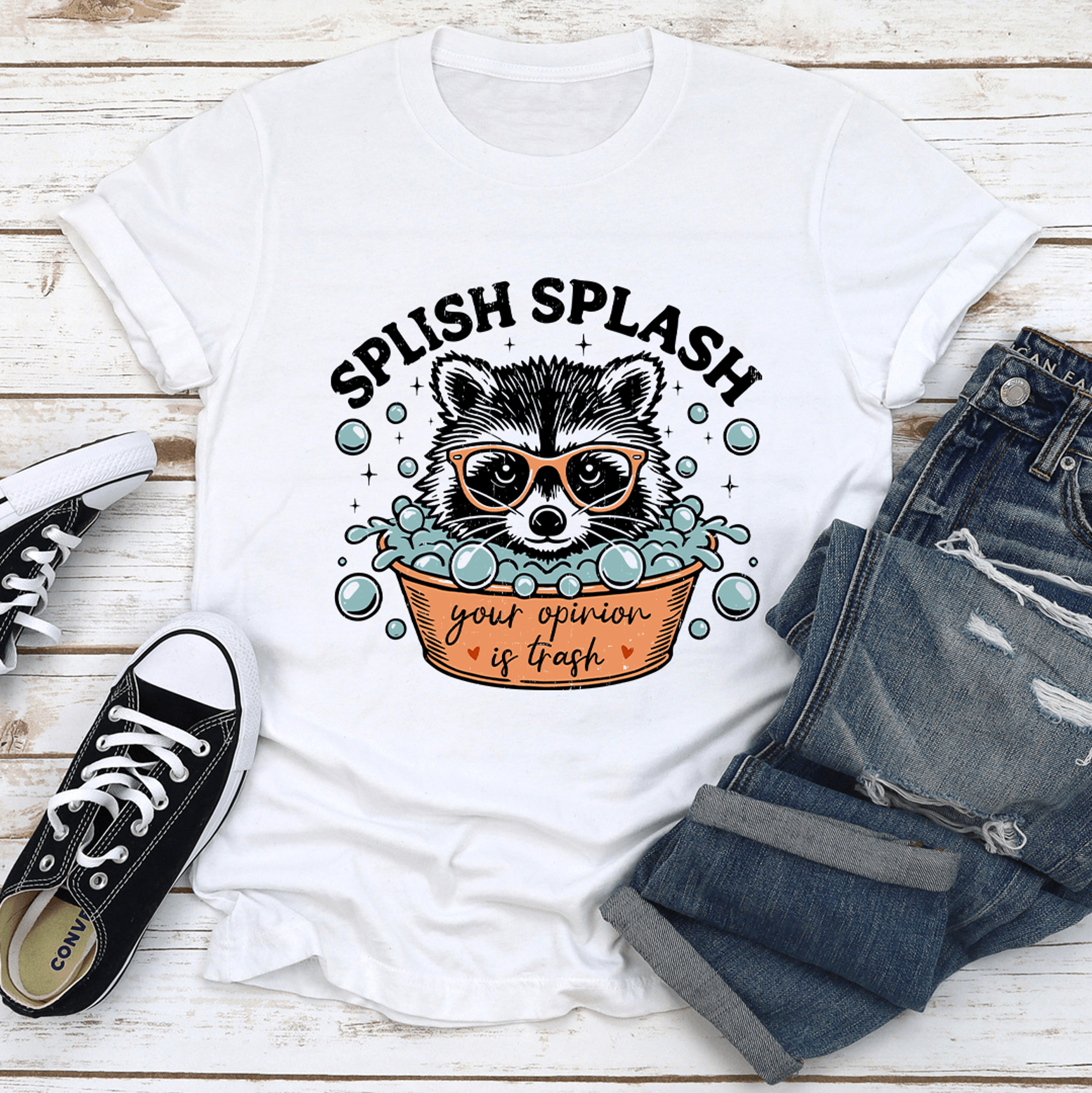 splish splash your opinion is trash tee