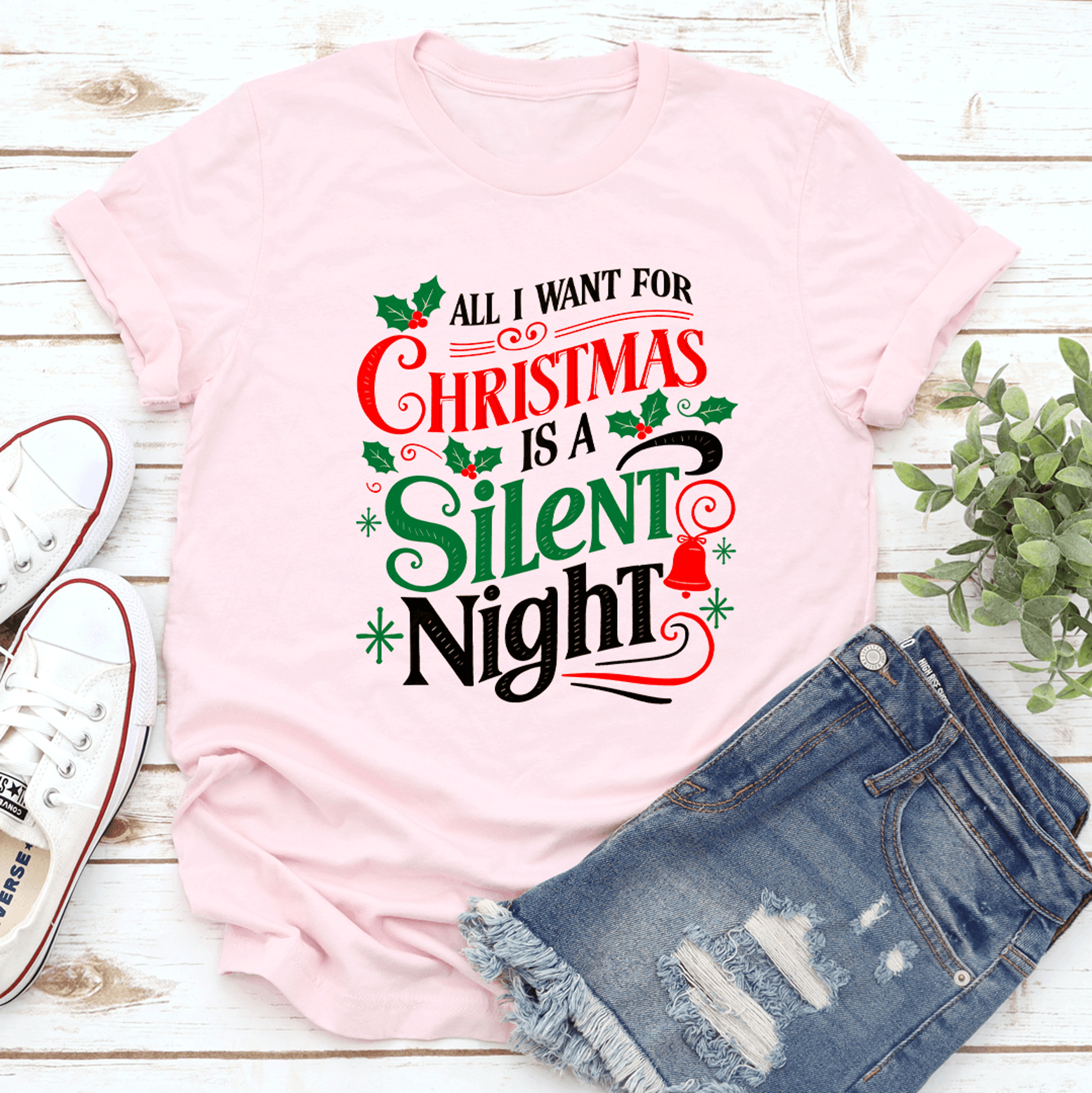 all want for christmas is a silent night tee
