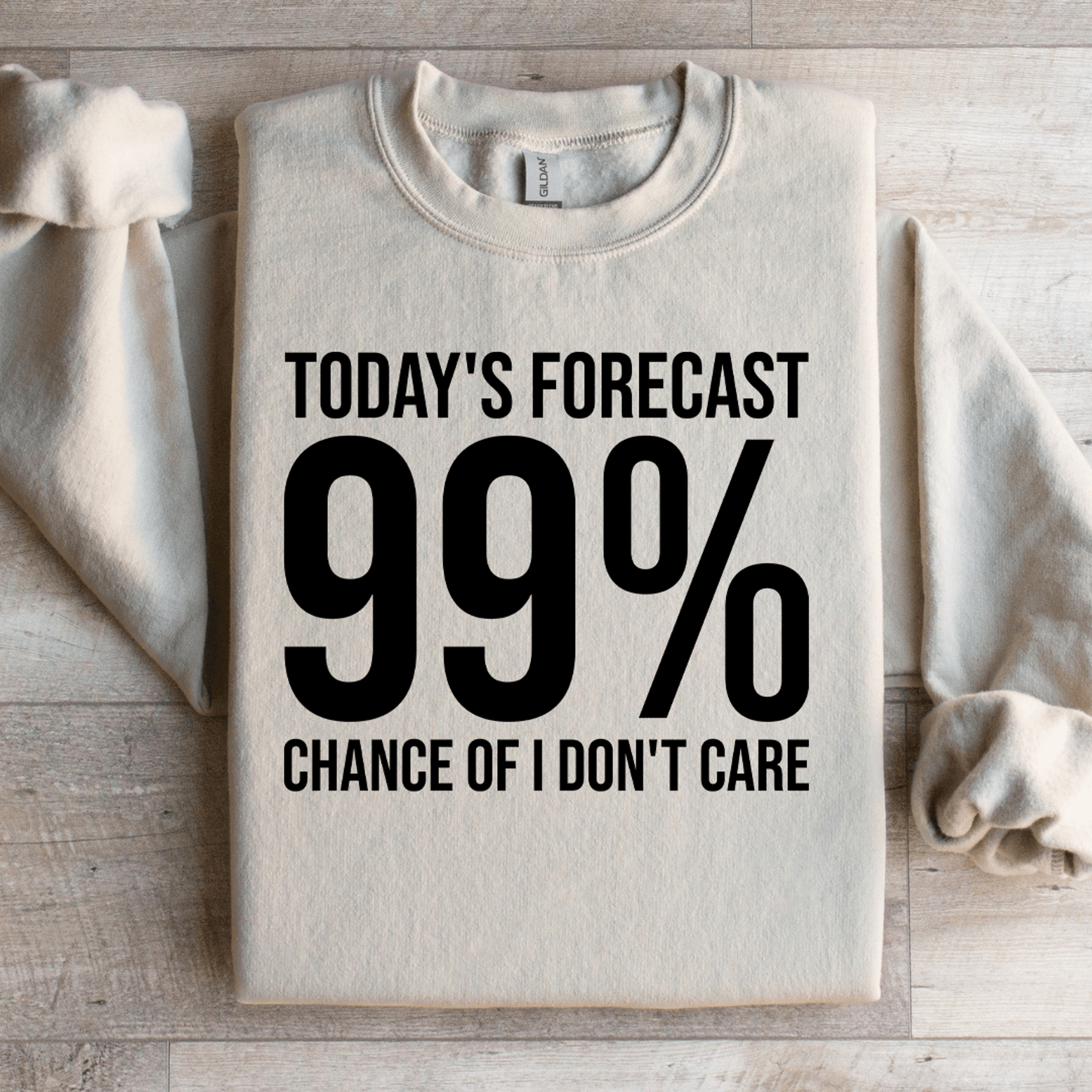 todays forecast 99 chance of i don't care sweatshirt
