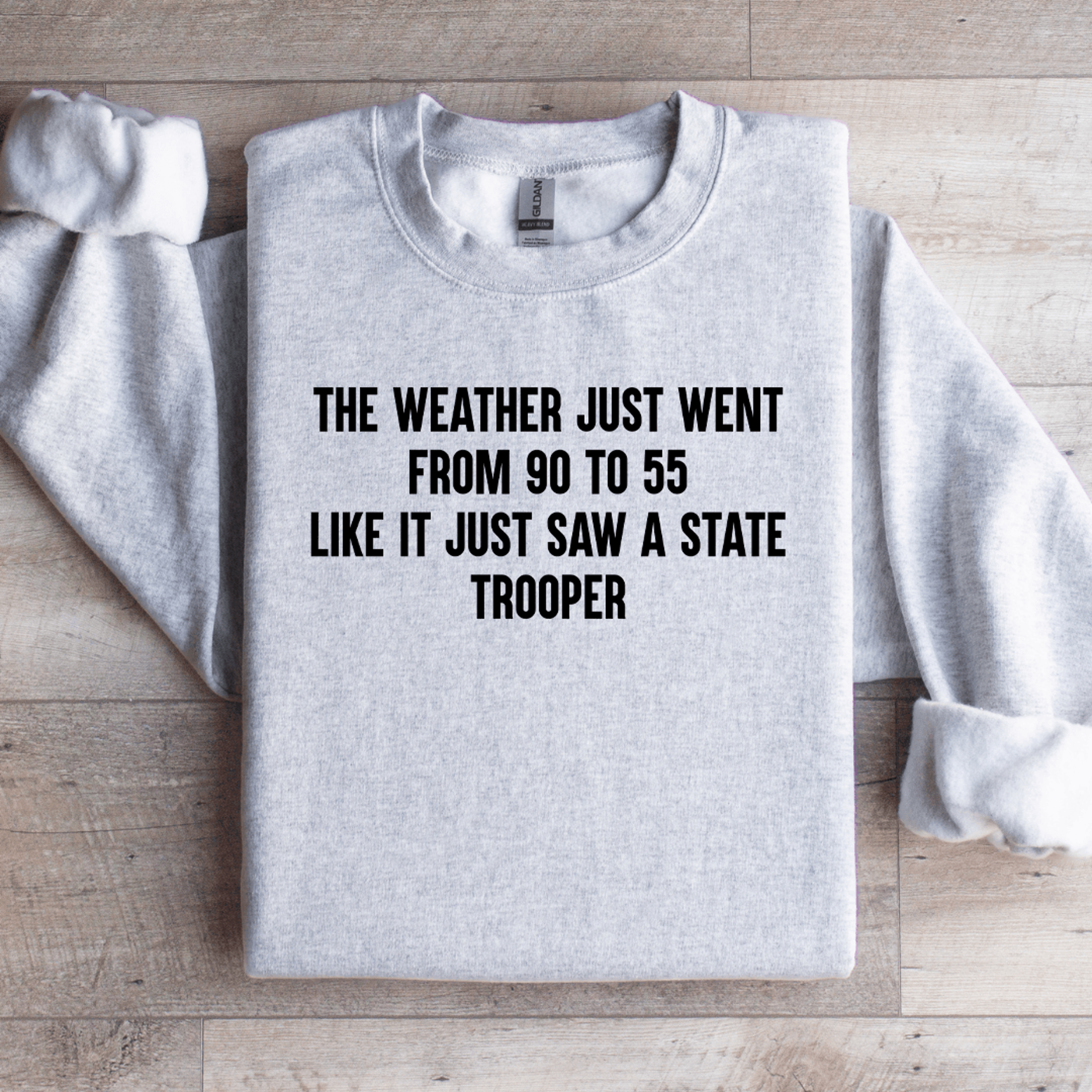 the weather just went from 90 to 55 like sweatshirt
