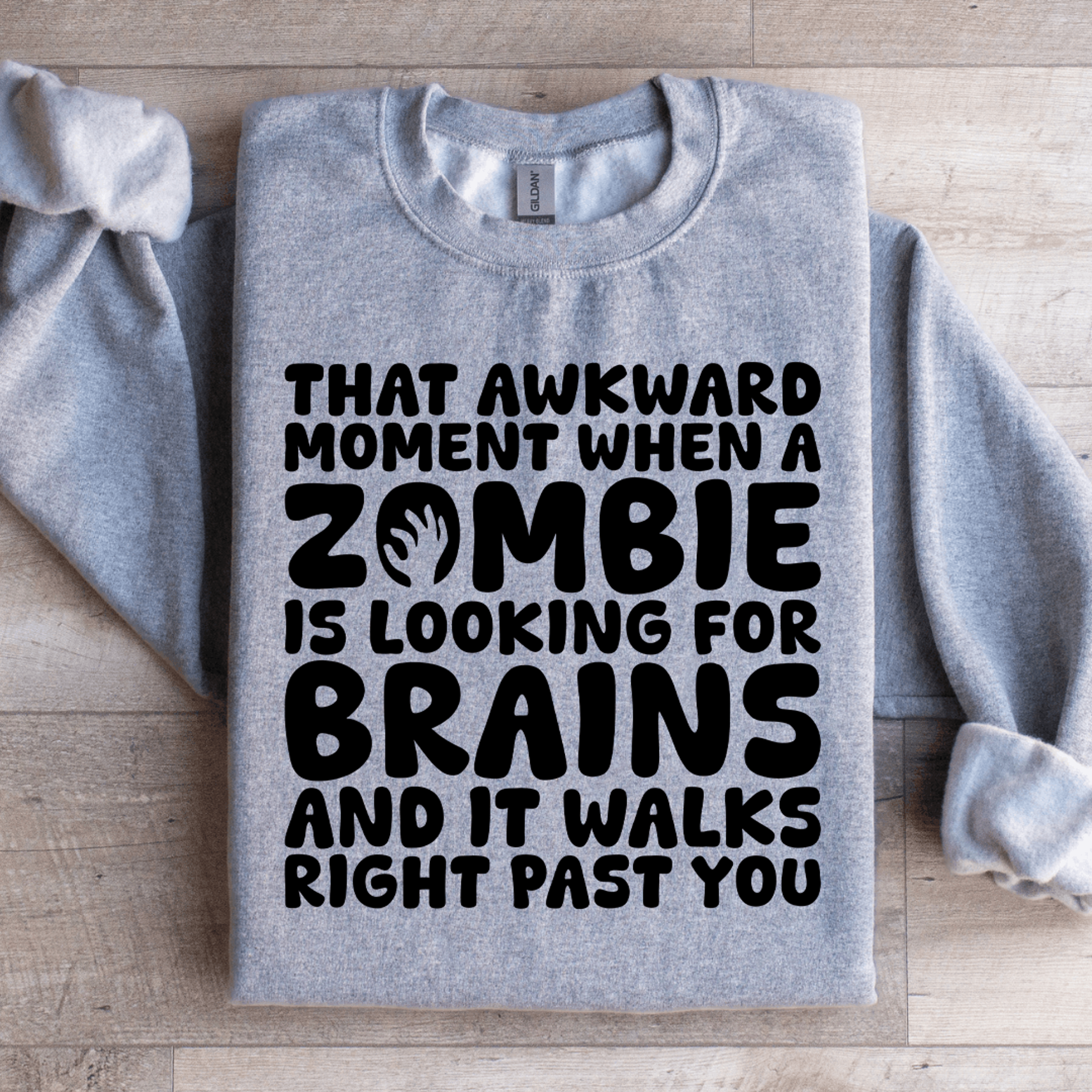 that awkward moment when a zombie sweatshirt