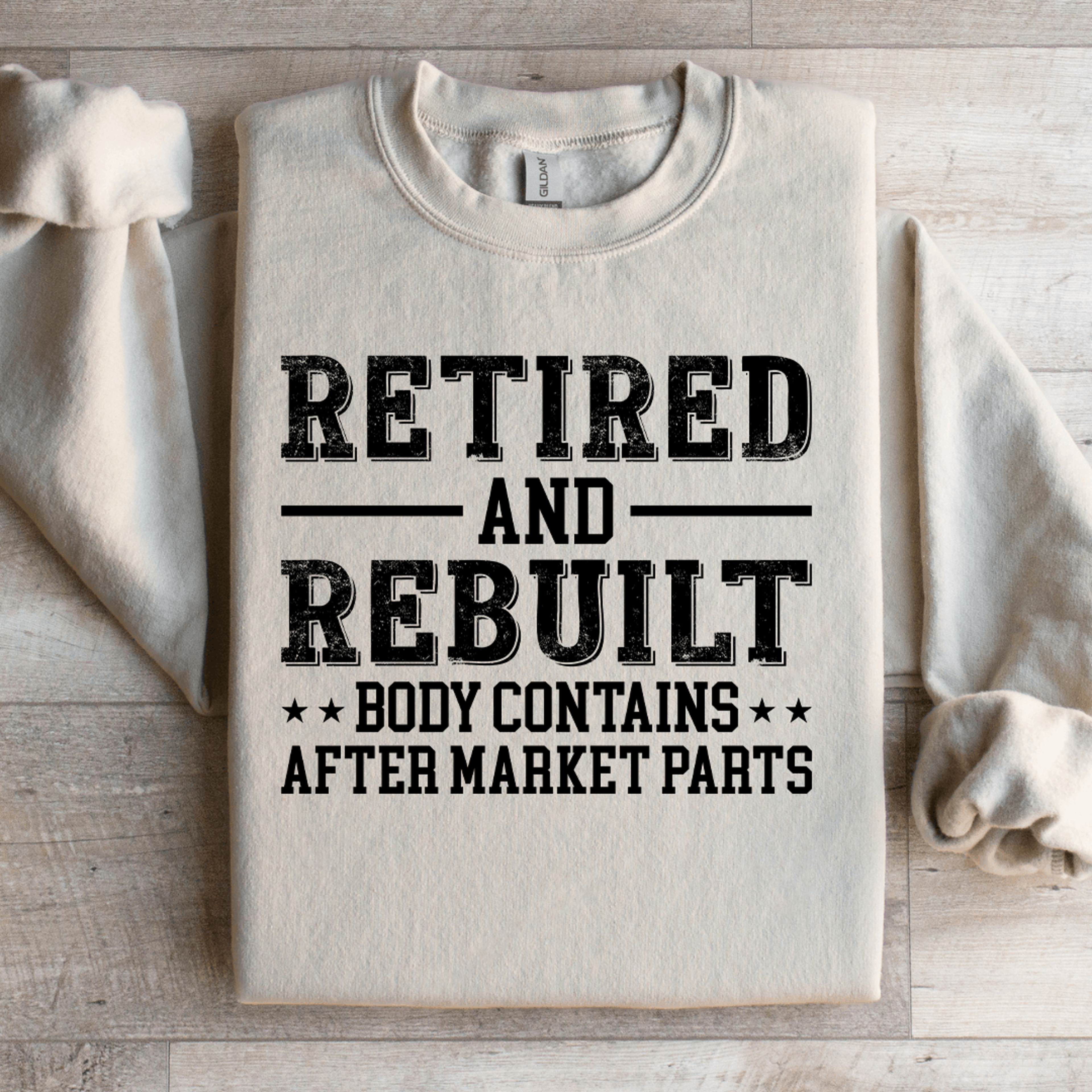 retired and rebuilt body contains sweatshirt