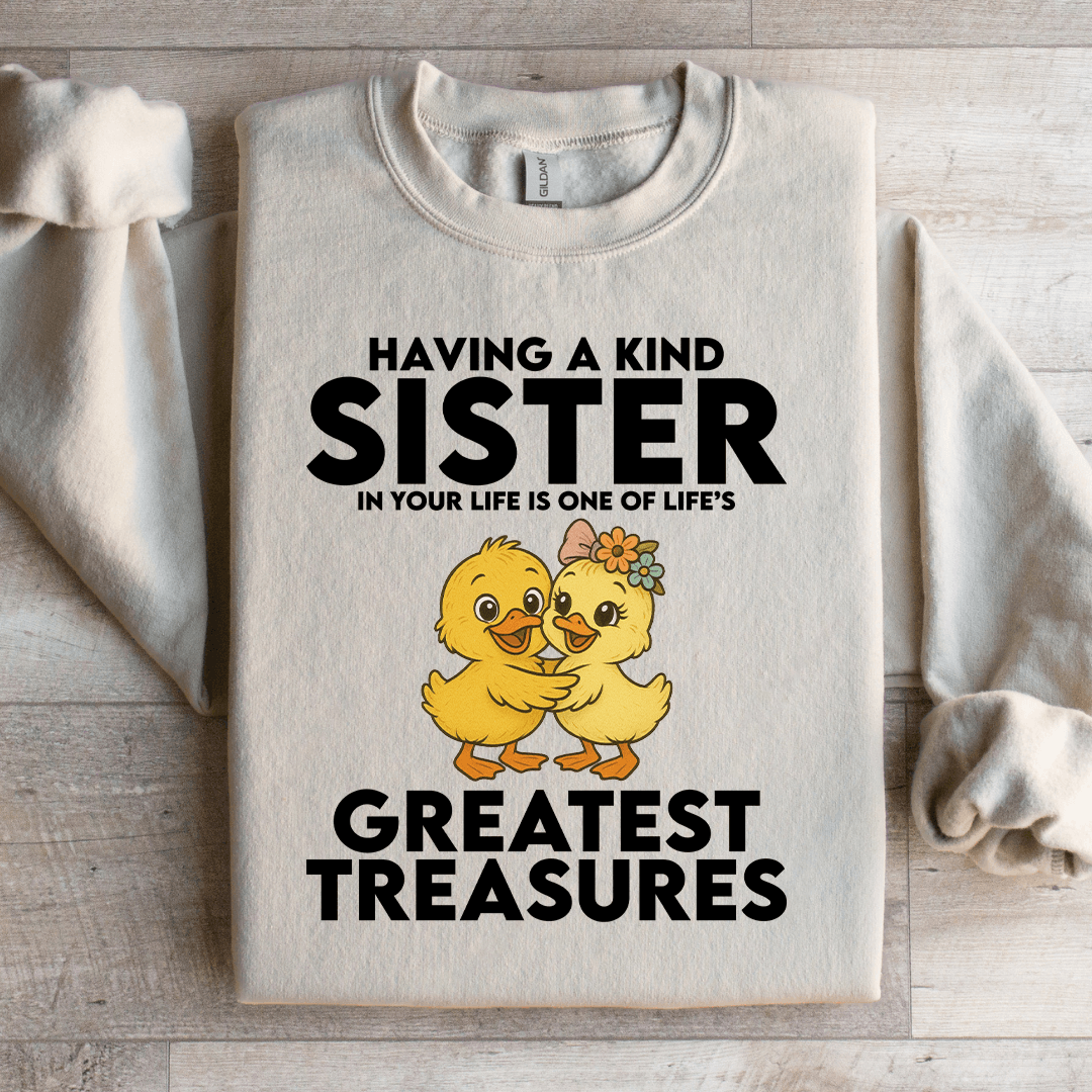 having a kind sister in your life's greatest treasures sweatshirt
