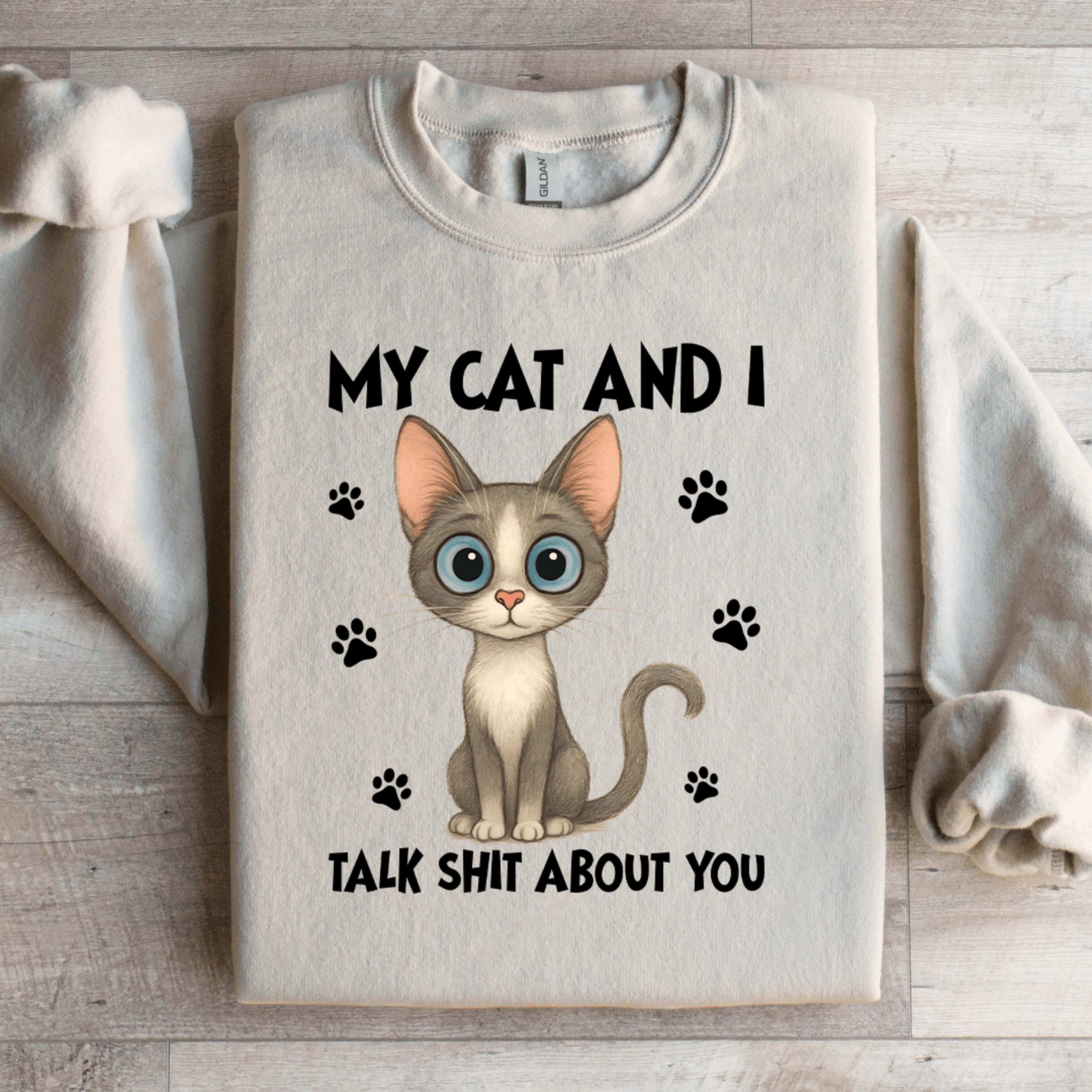 my cat and i talk s-it about you sweatshirt