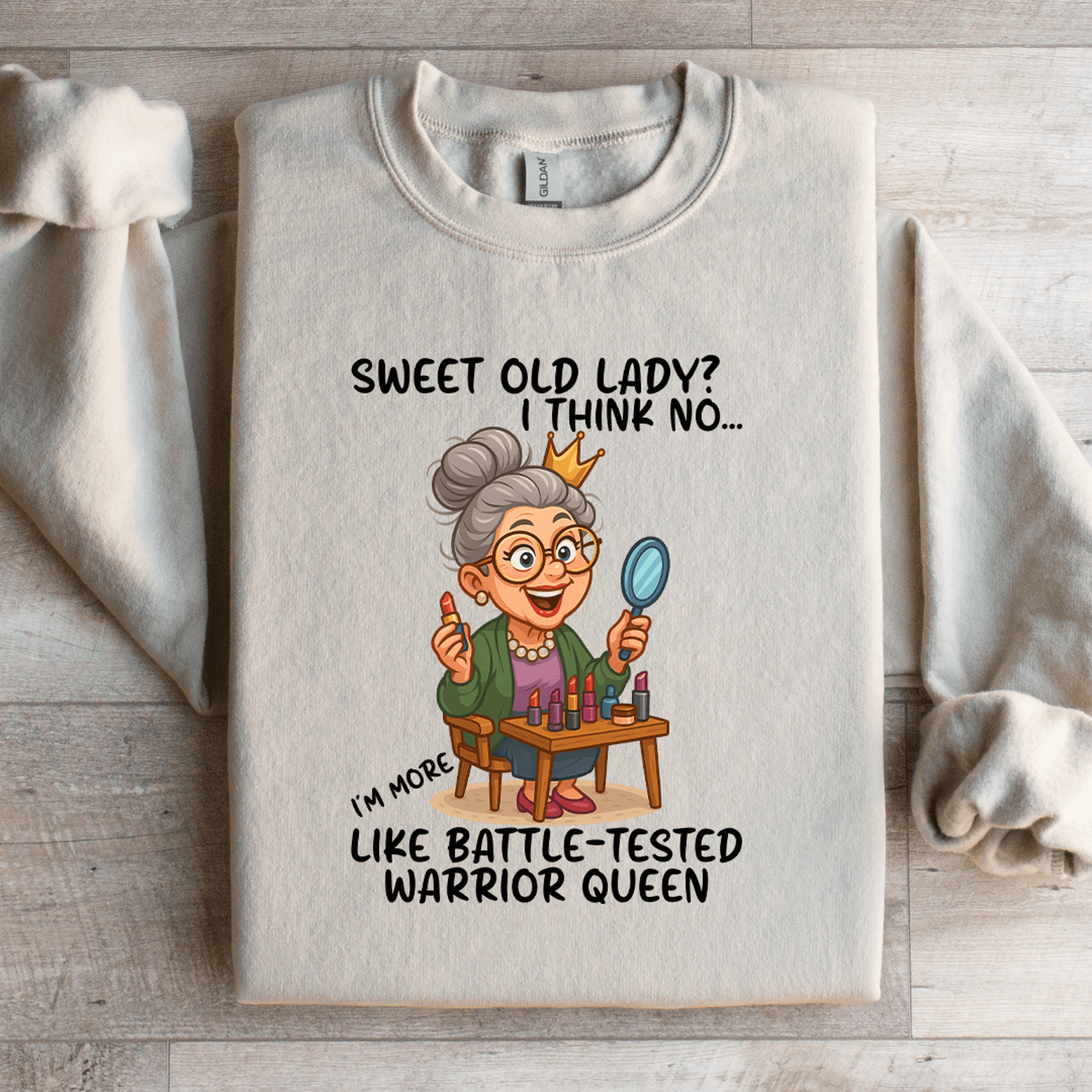 sweet old lady i think no sweatshirt