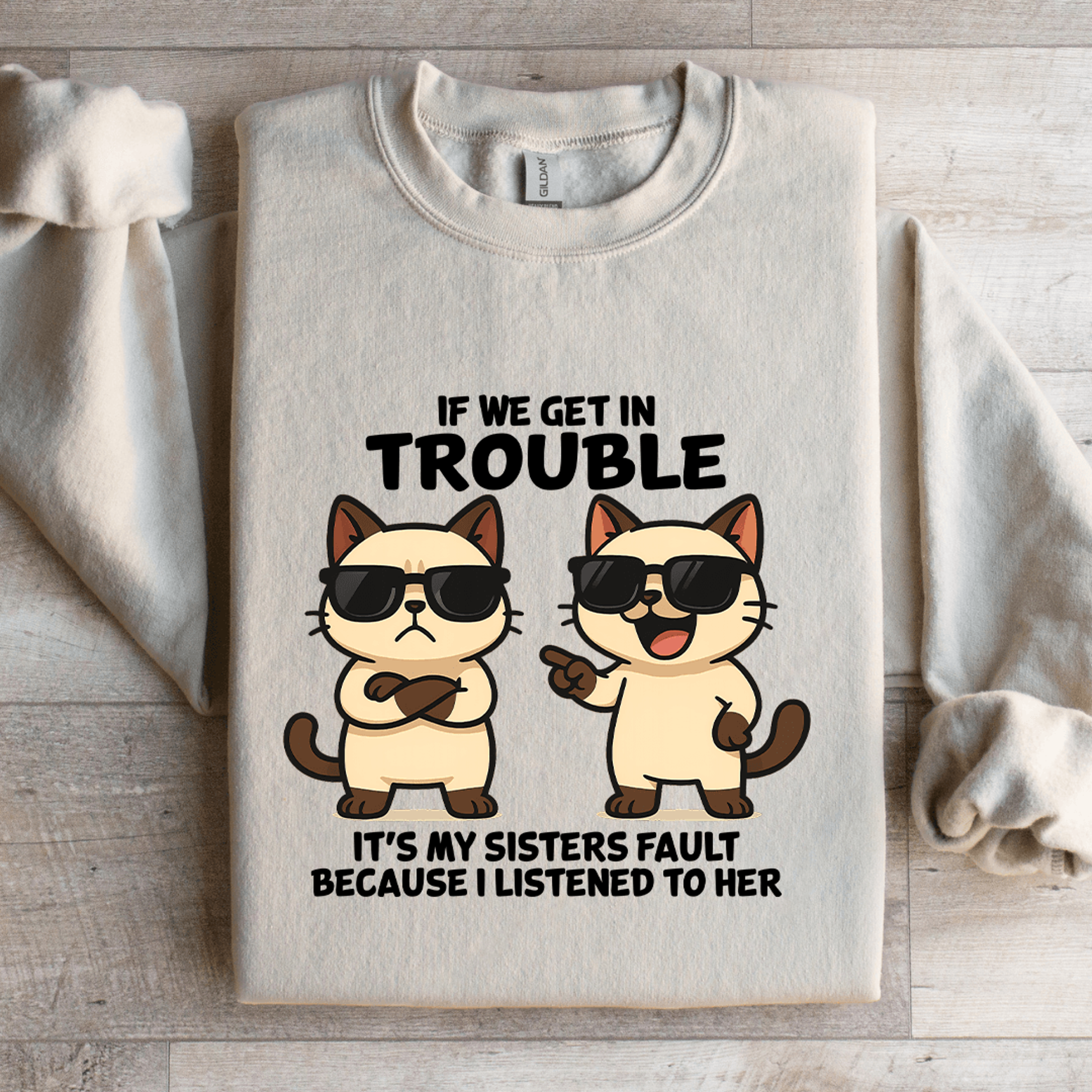 if we get in trouble it's my sisters fault sweatshirt