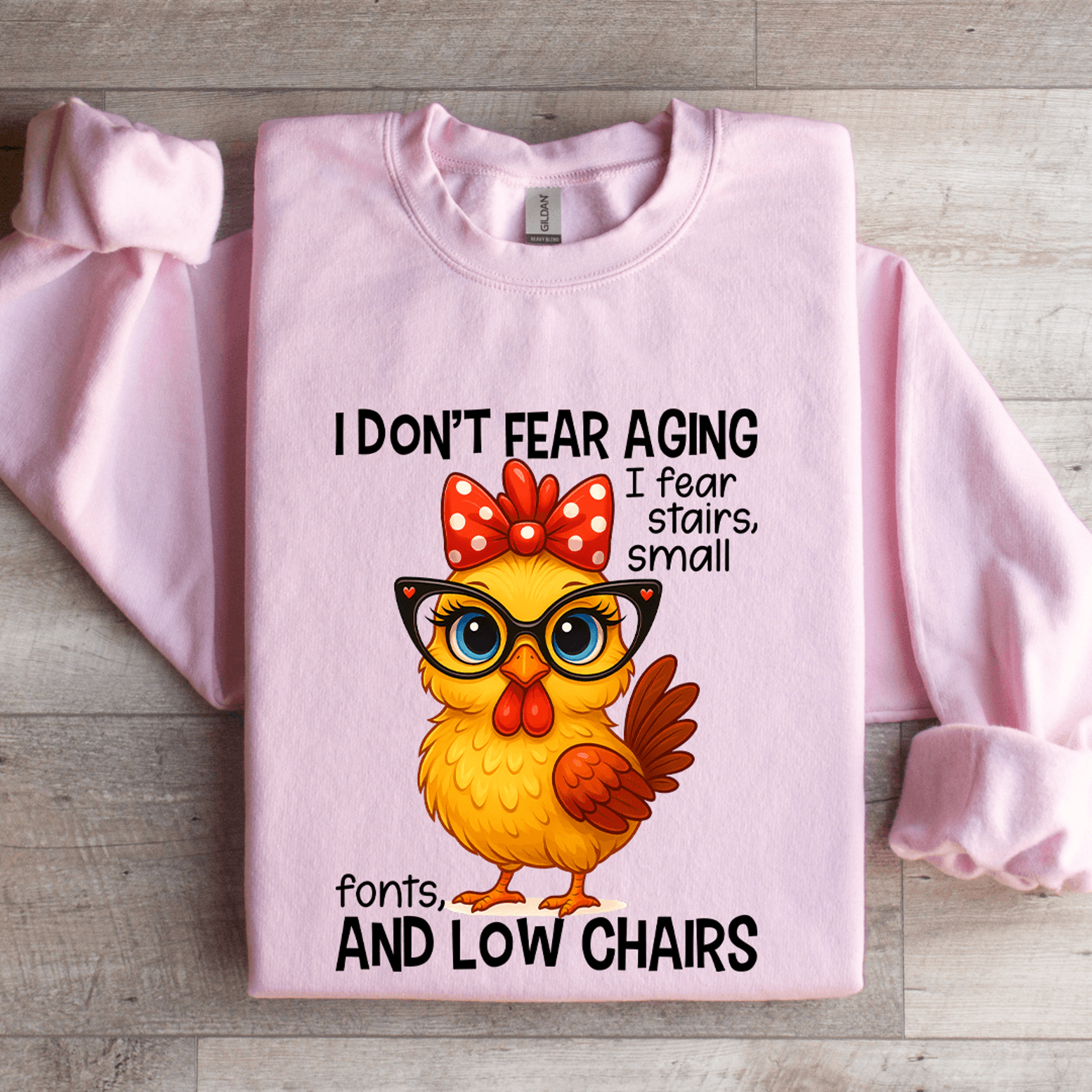 i don't fear aging i fear stairs small font sweatshirt