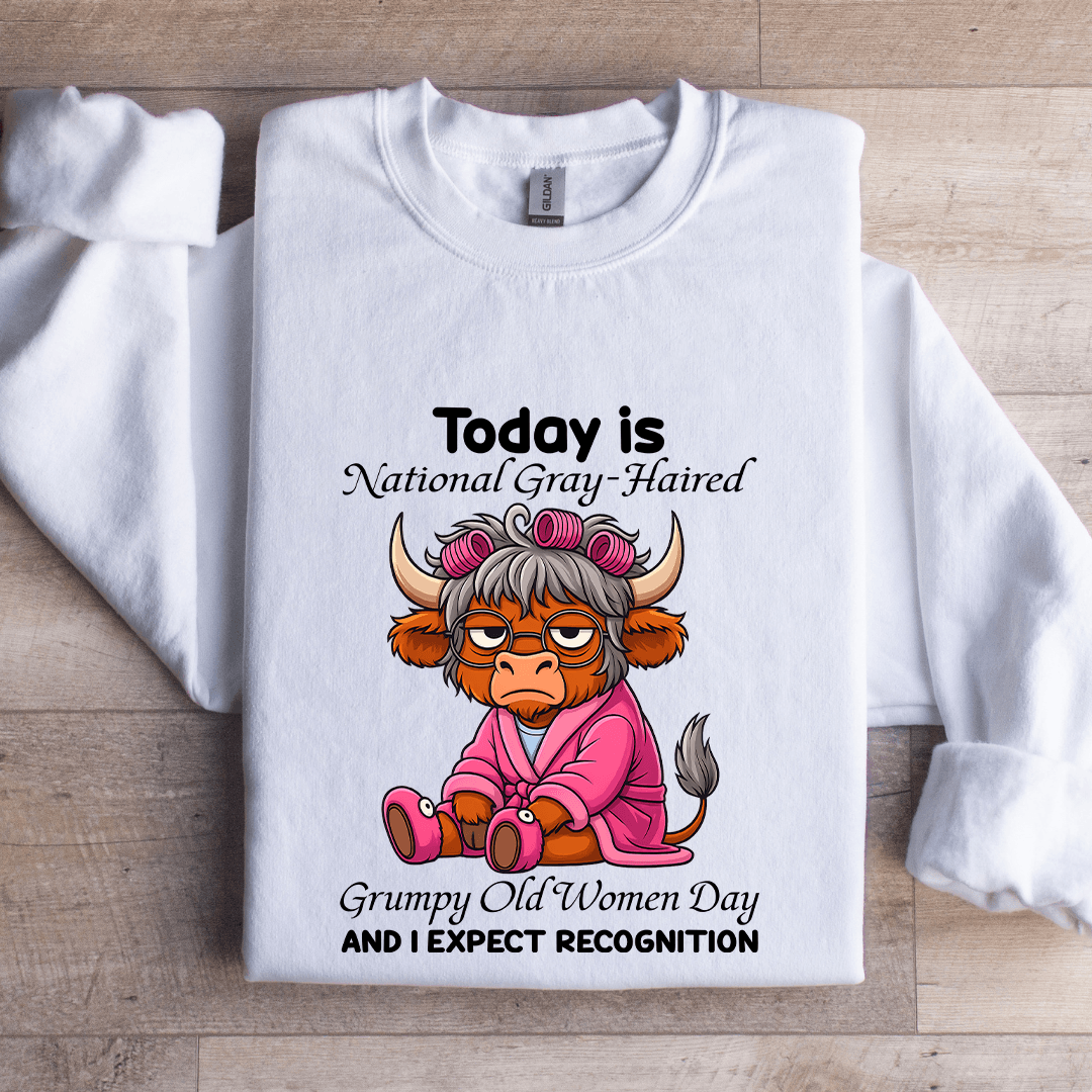 today is national gray haired grumpy old women day sweatshirt