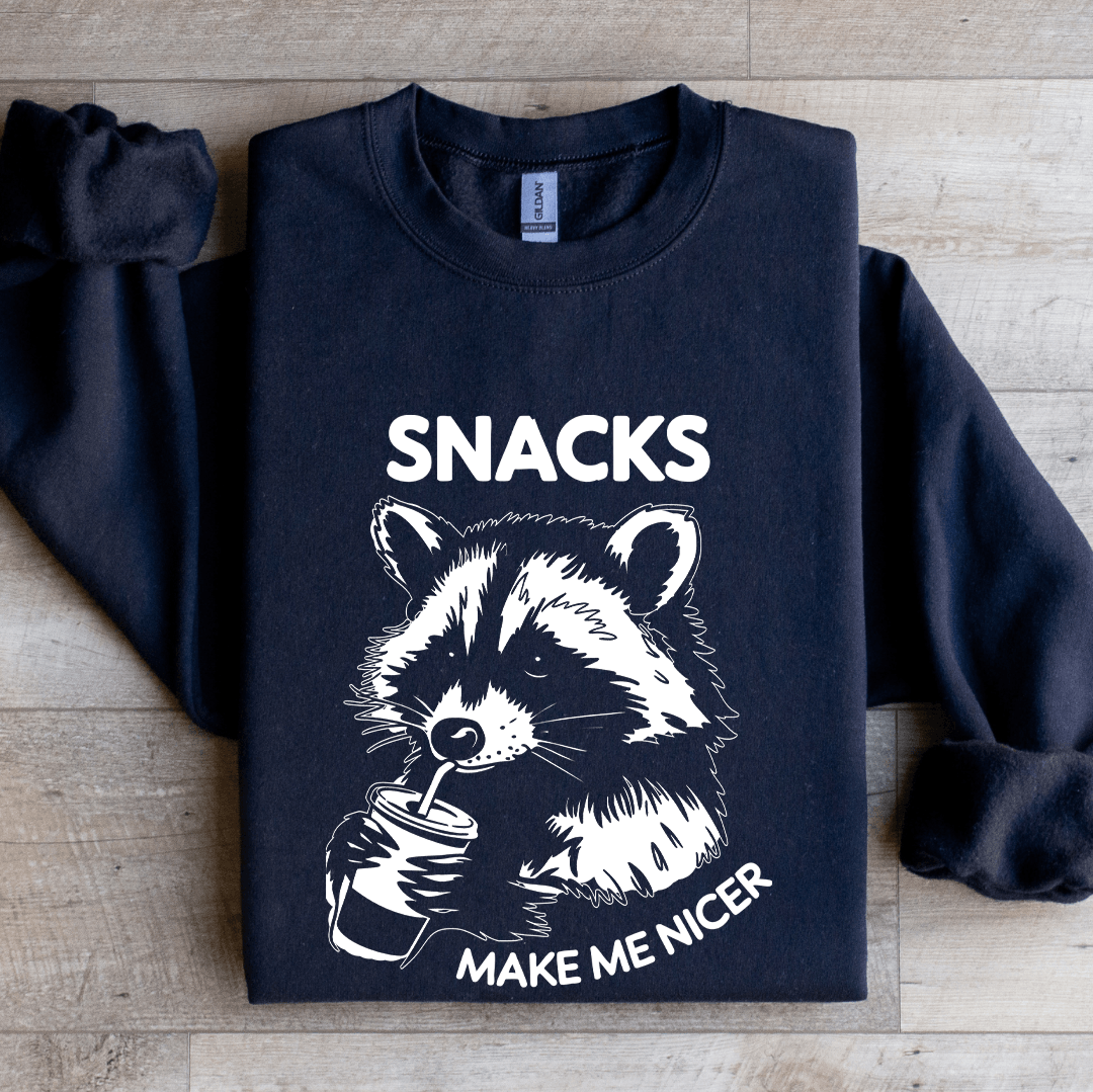 snacks make me nicer sweatshirt