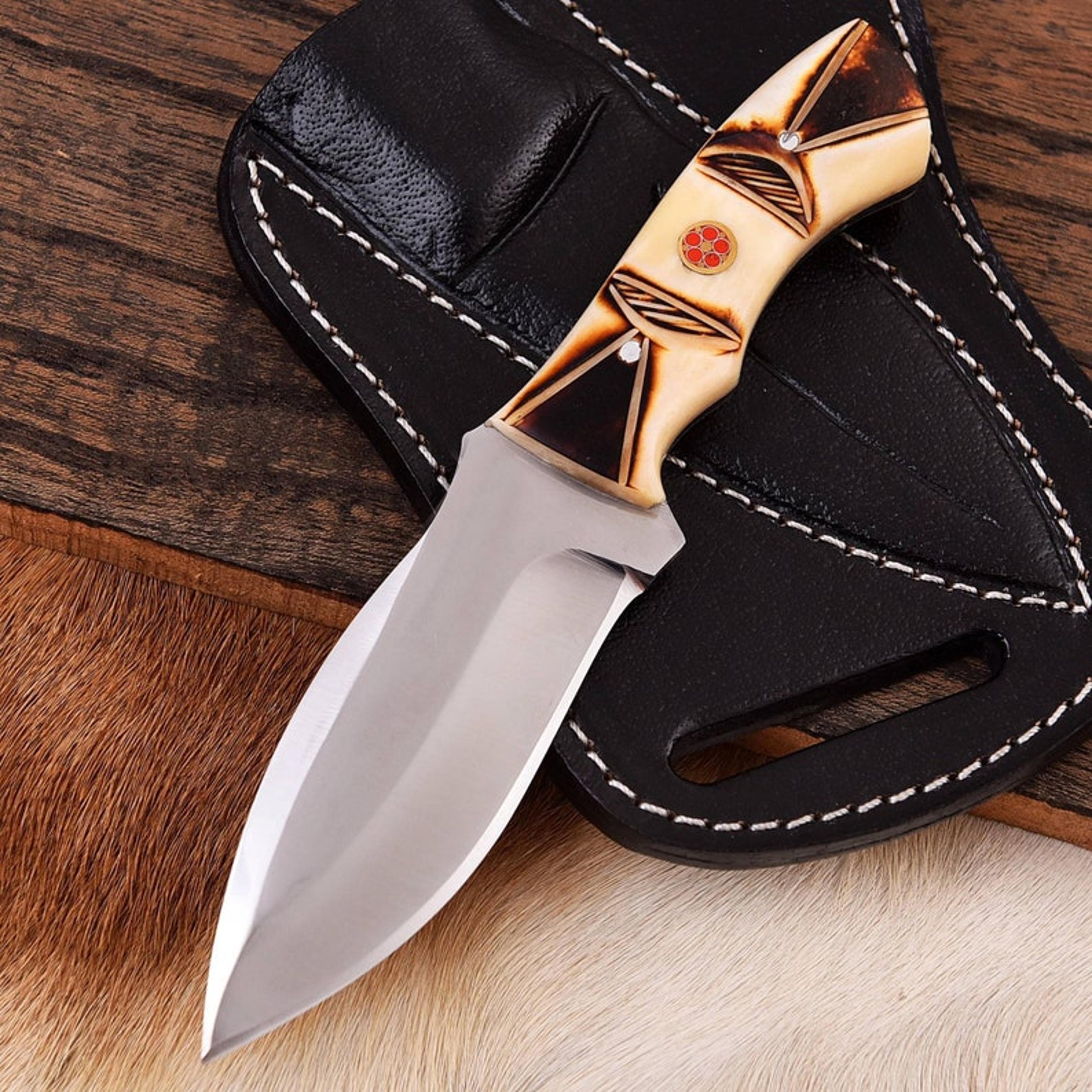custom handmade j2 steel hunting knife bone handle, camping knife, survival tool , hunting knife, father's day gift, gif