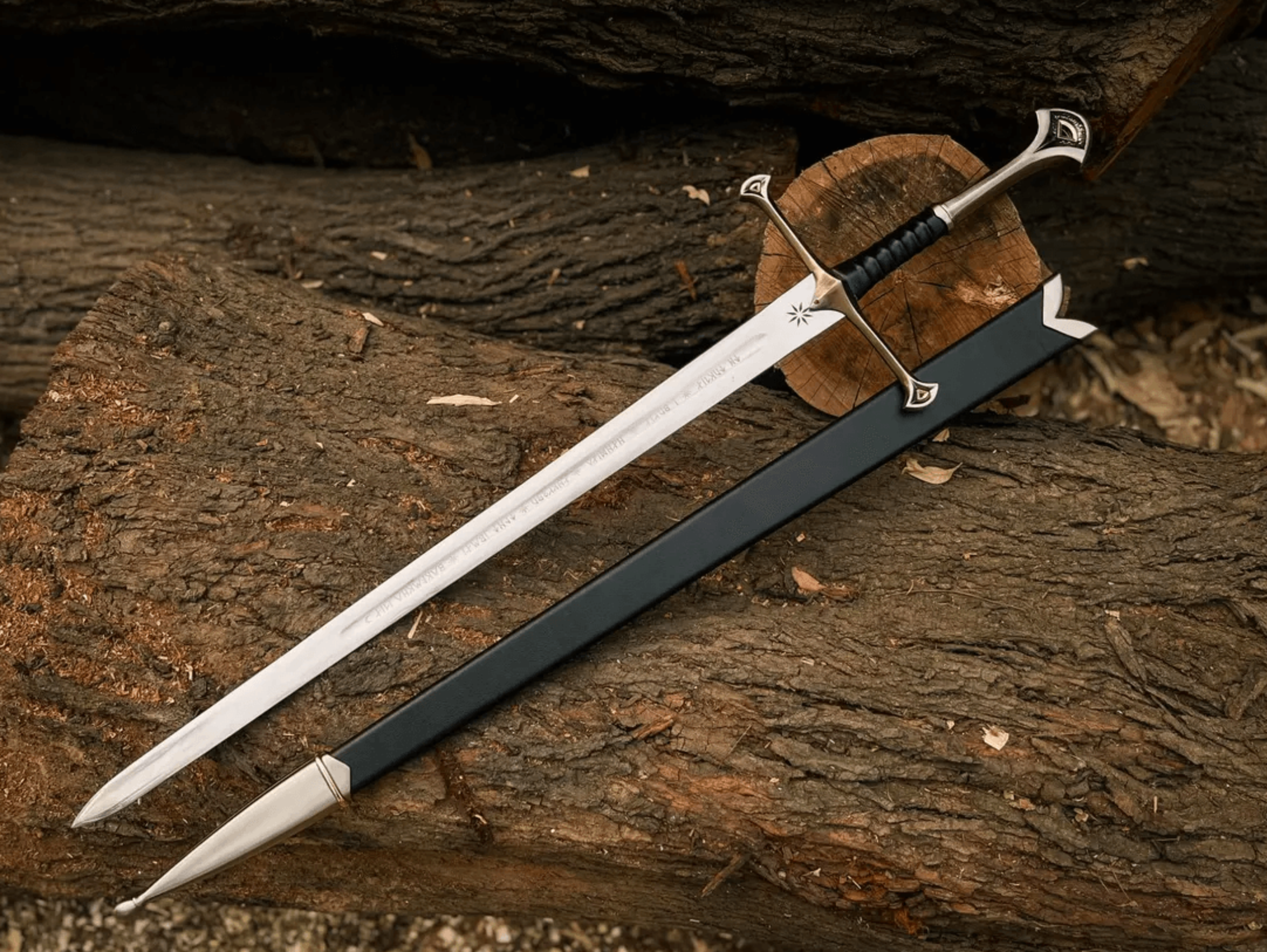 runed kings long sword replica anduril sword | anduril-style fantasy sword with scabbard