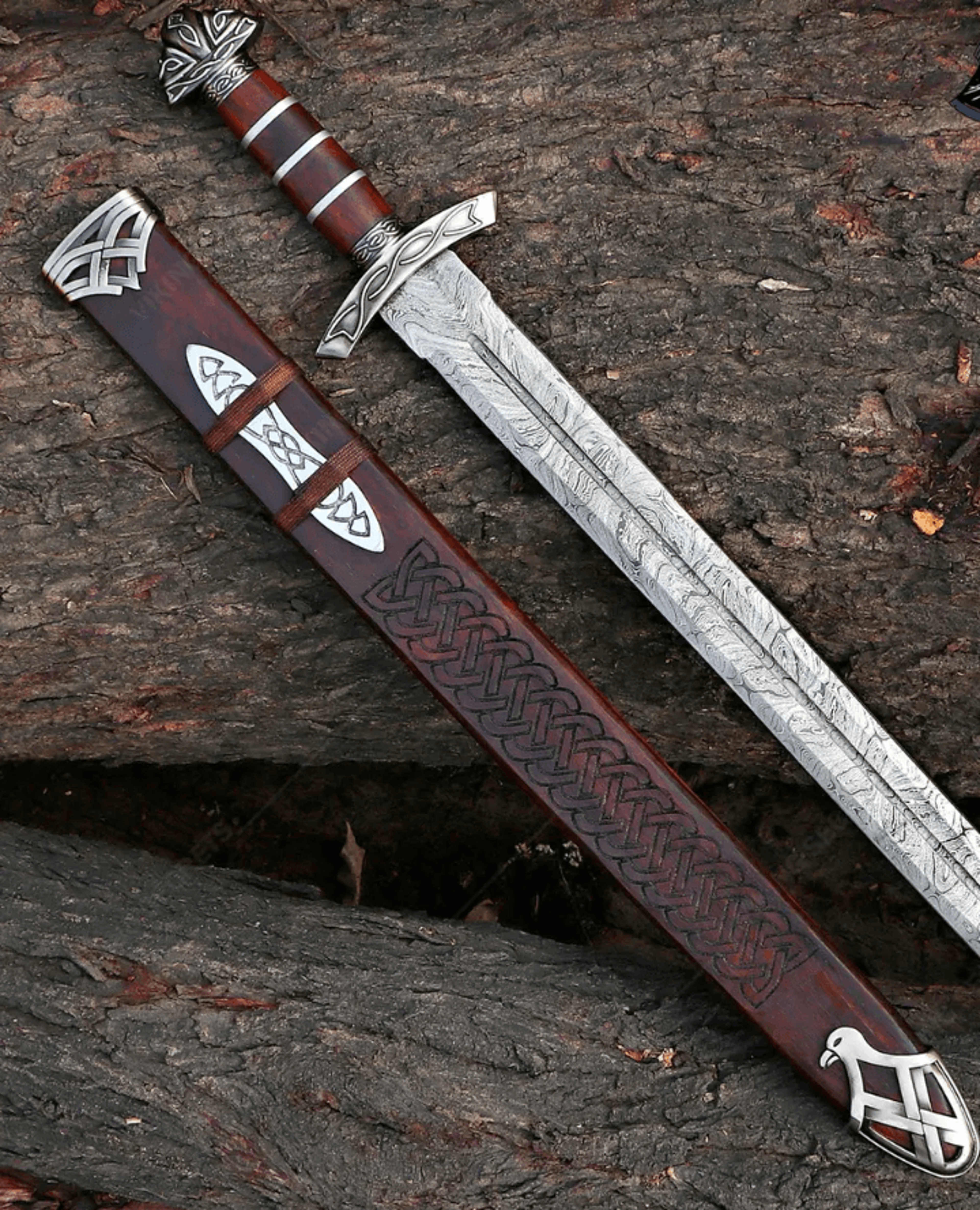 viking norse longsword | damascus steel blade | norse collector display sword | gift for him