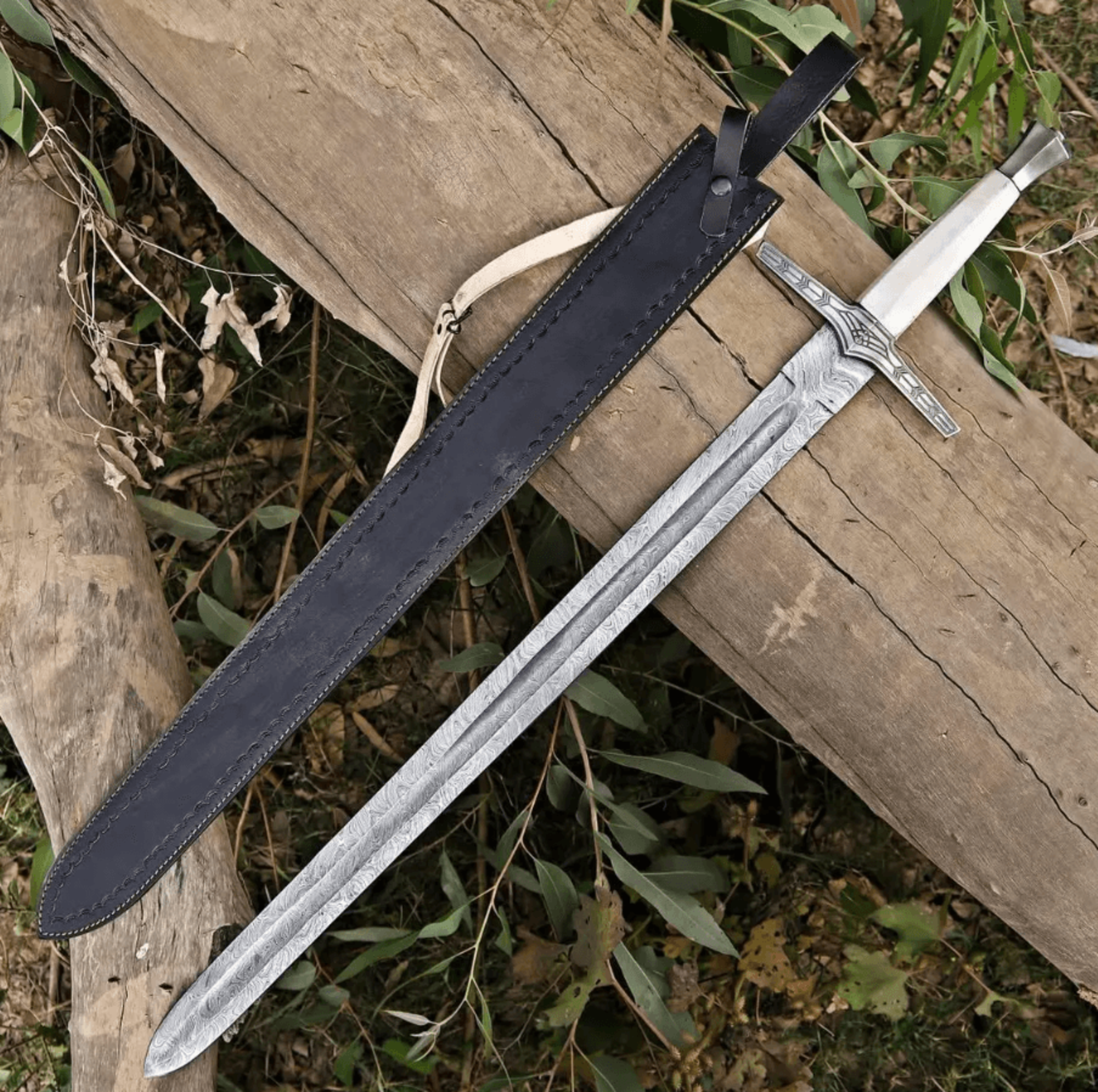 handmade scottish claymore sword 40 inch – highlander medieval longsword with sheath & wall plaque