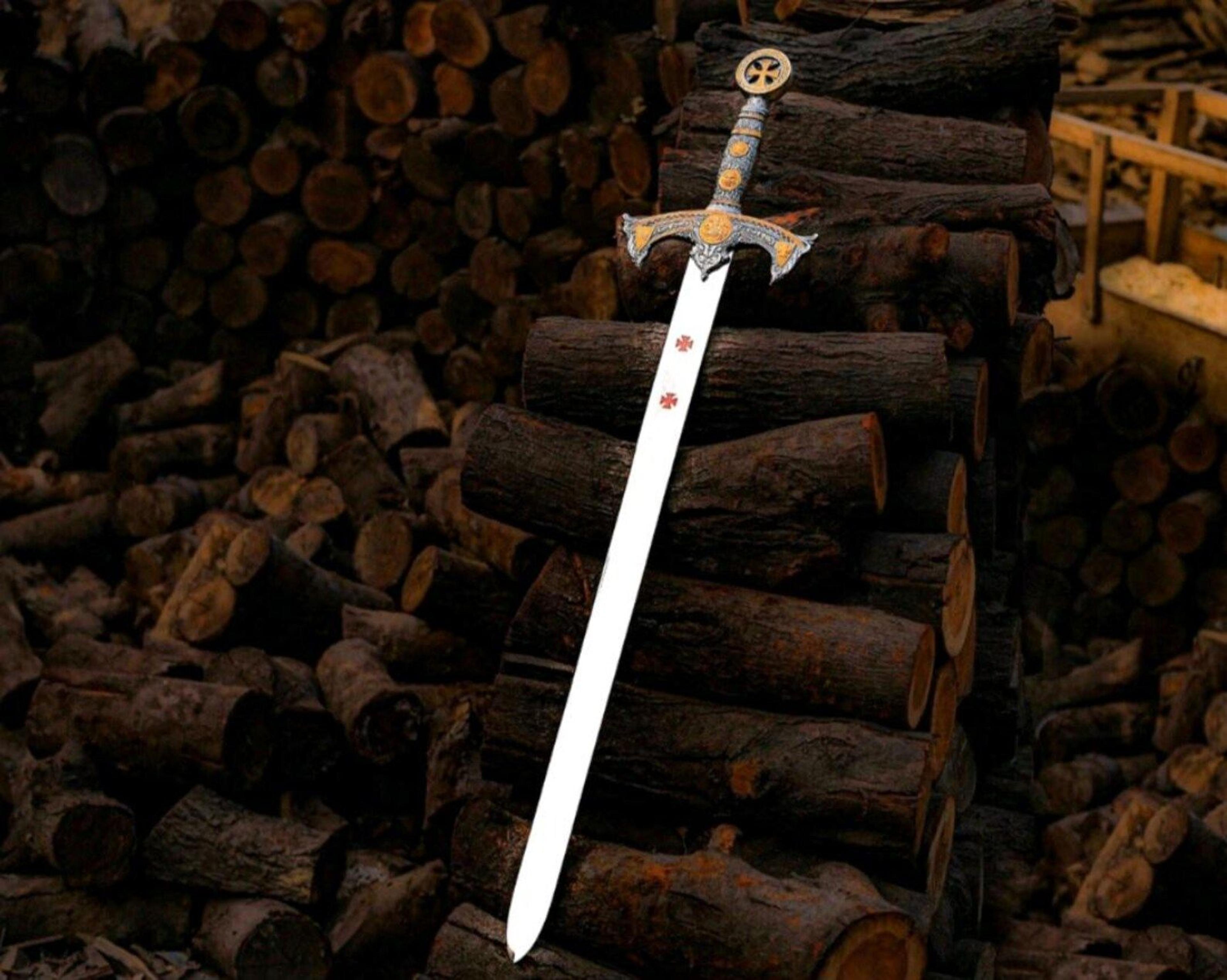 medieval knight long sword replica | 38 inch handcrafted crusader fantasy display blade | decorative crusader display
