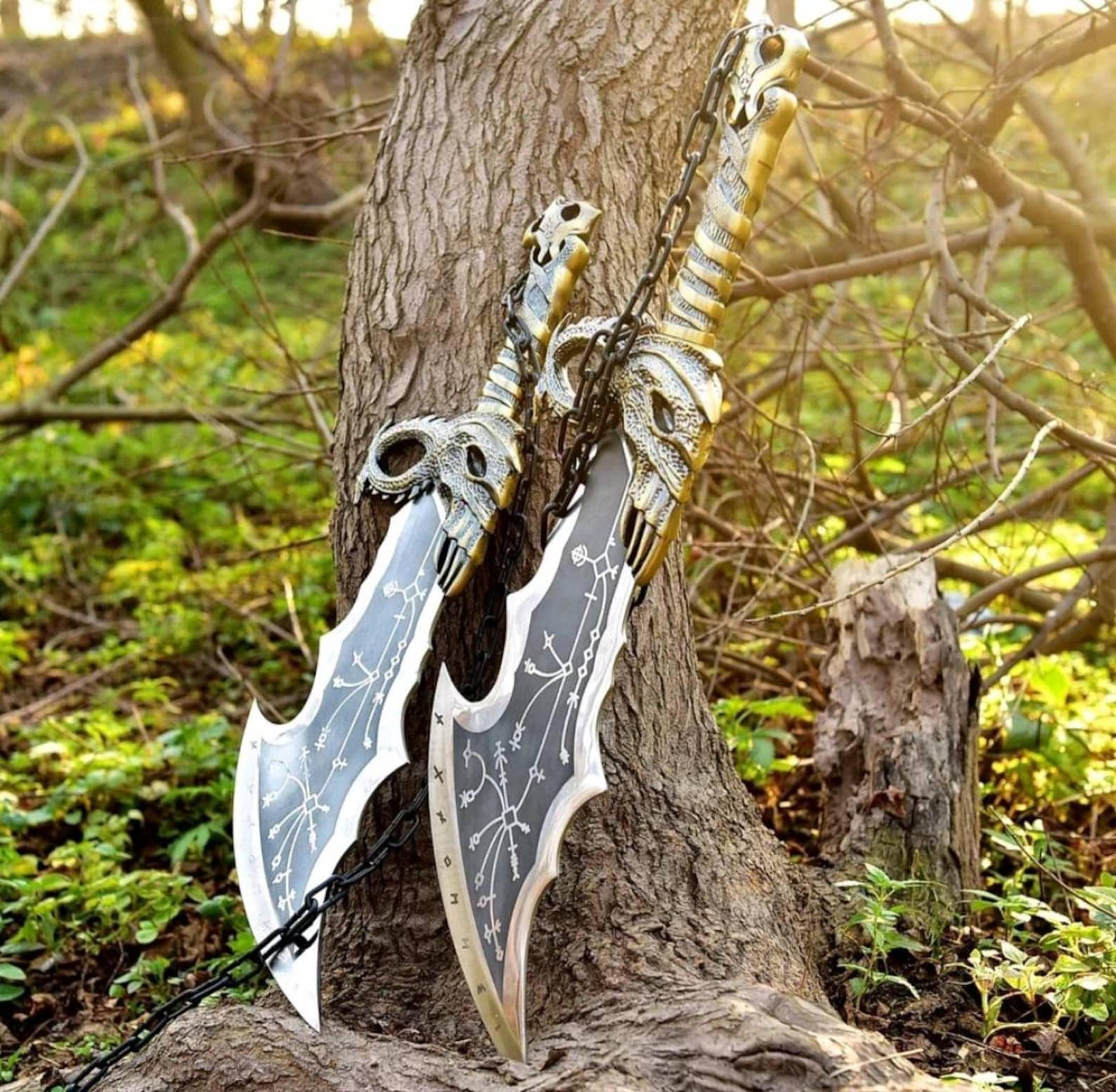 god of war blades of chaos & axe set | cosplay replica | gift for him | christmas, or anniversary gift
