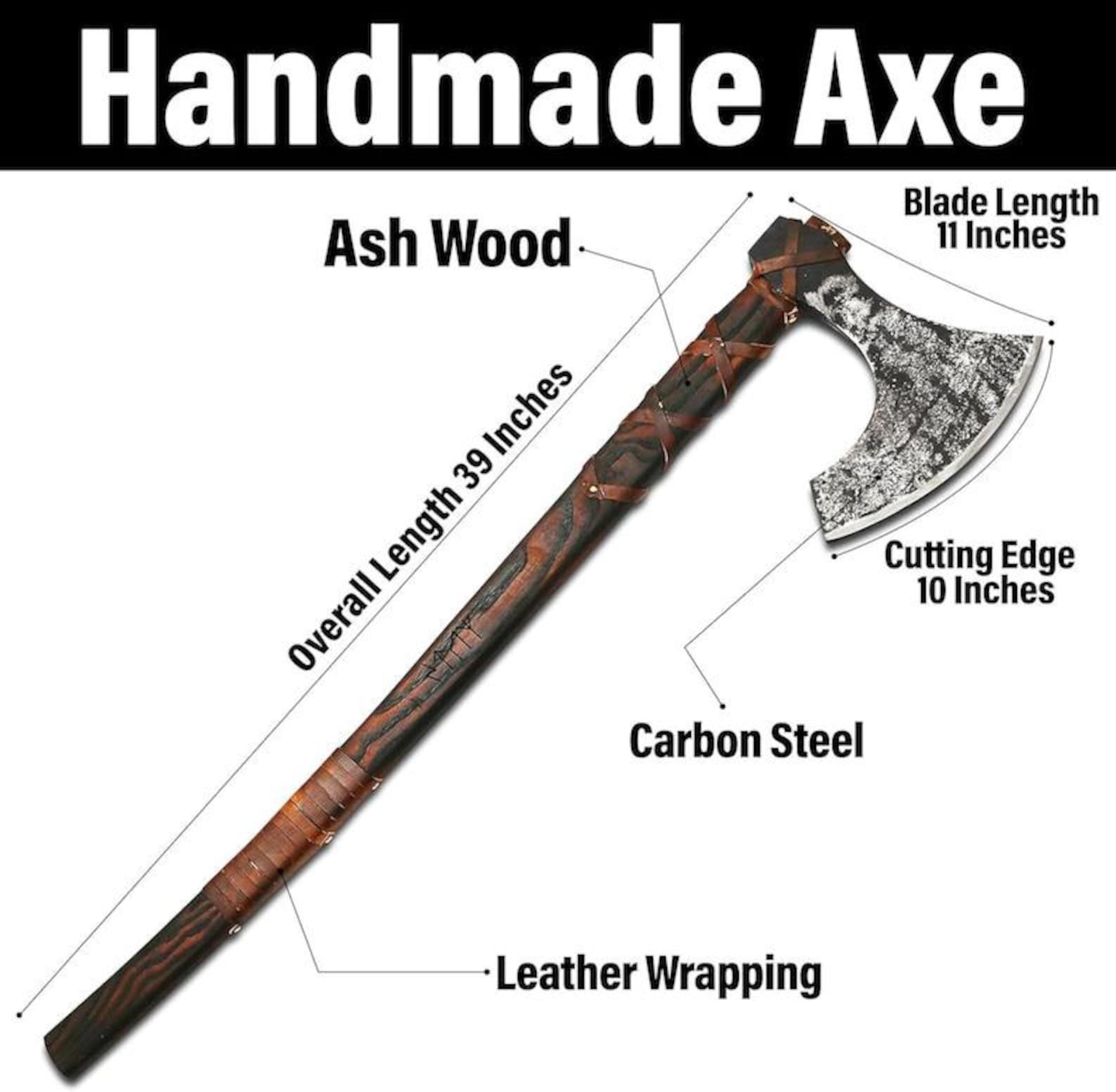 rugged viking battle axe | hand-forged bearded axe with long handle
