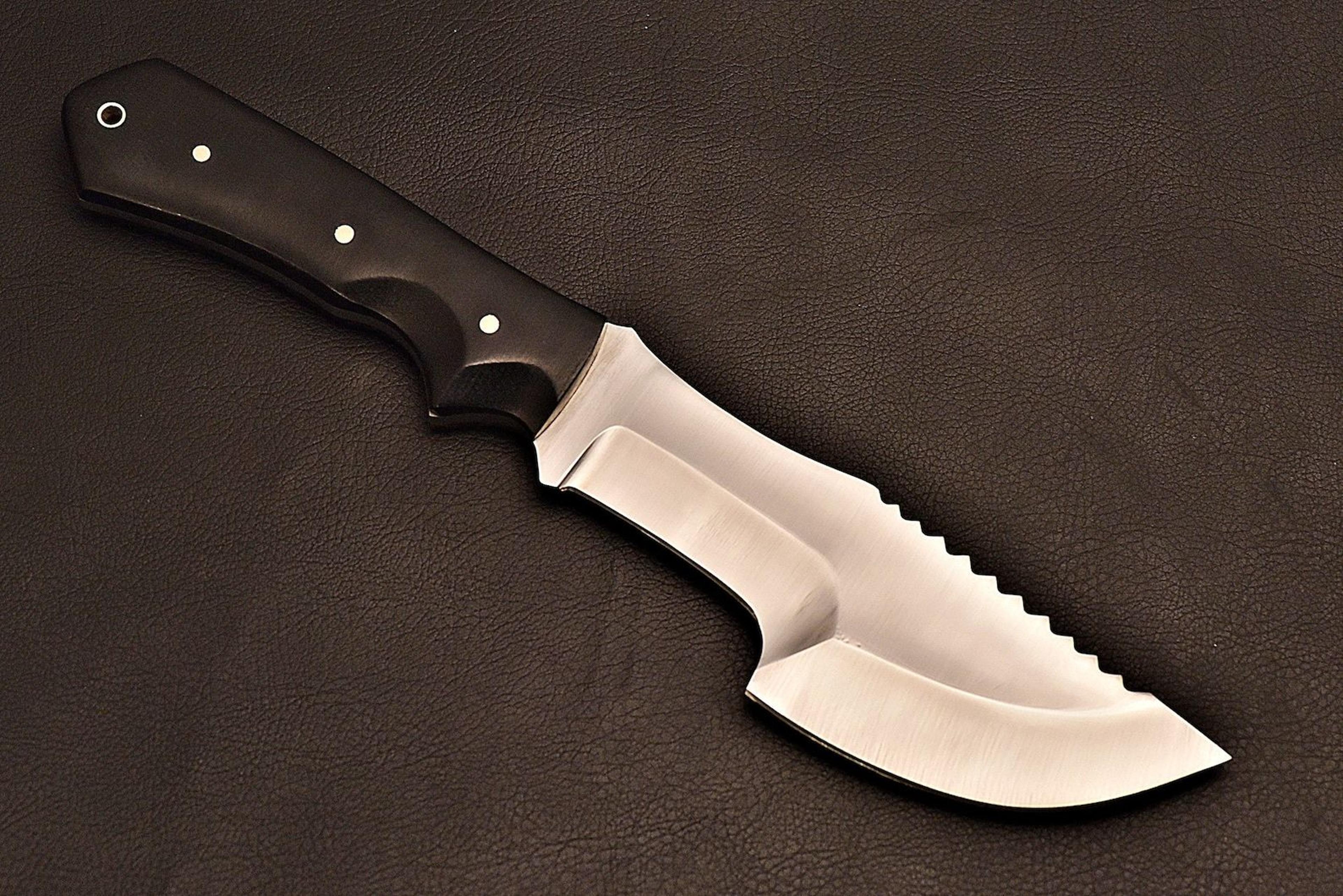 handmade tracker knife | 1095 high carbon steel field blade with leather sheath | birthday gift | anniversary gift