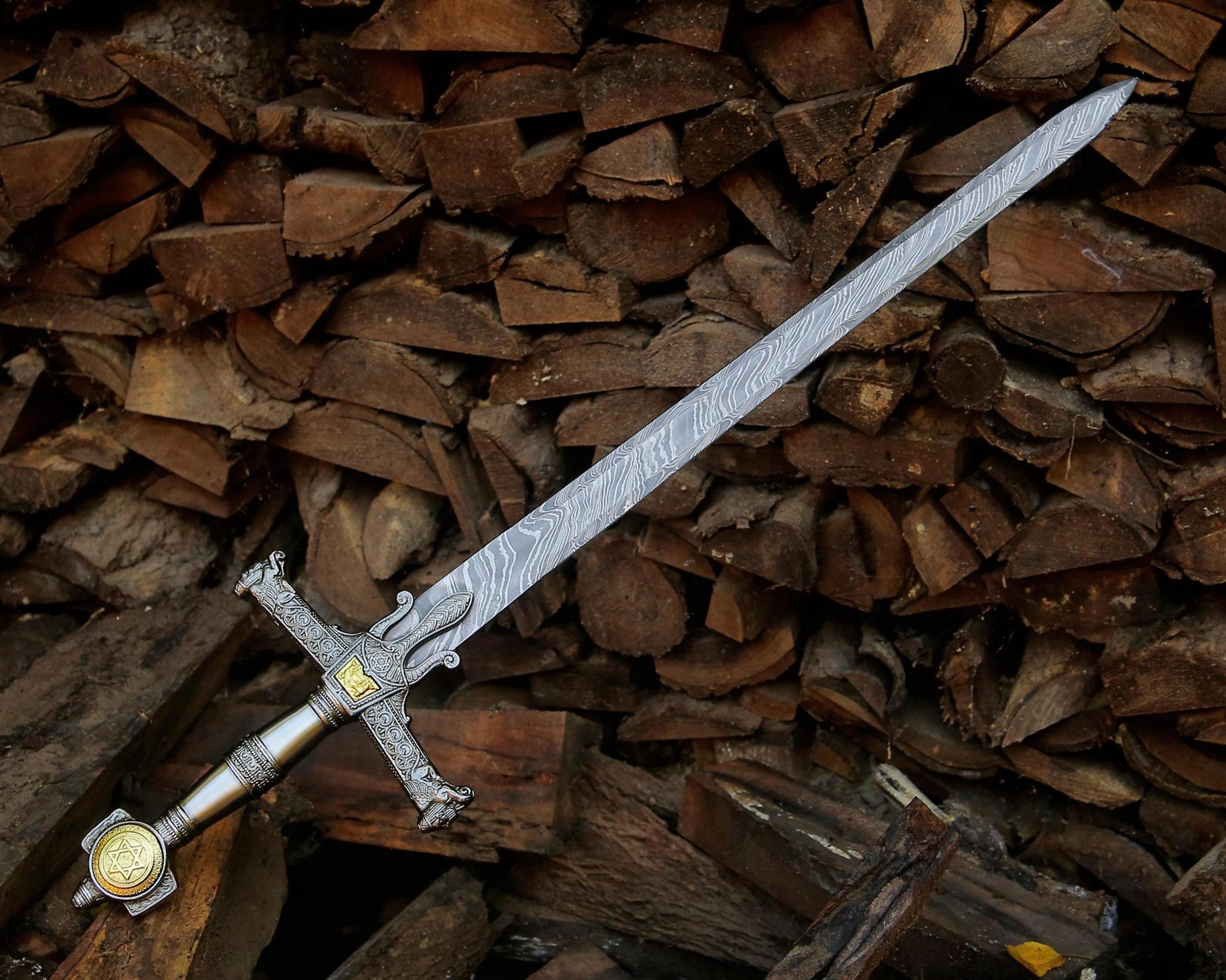 handmade damascus steel sword 40" ornate medieval longsword decorative warrior blade