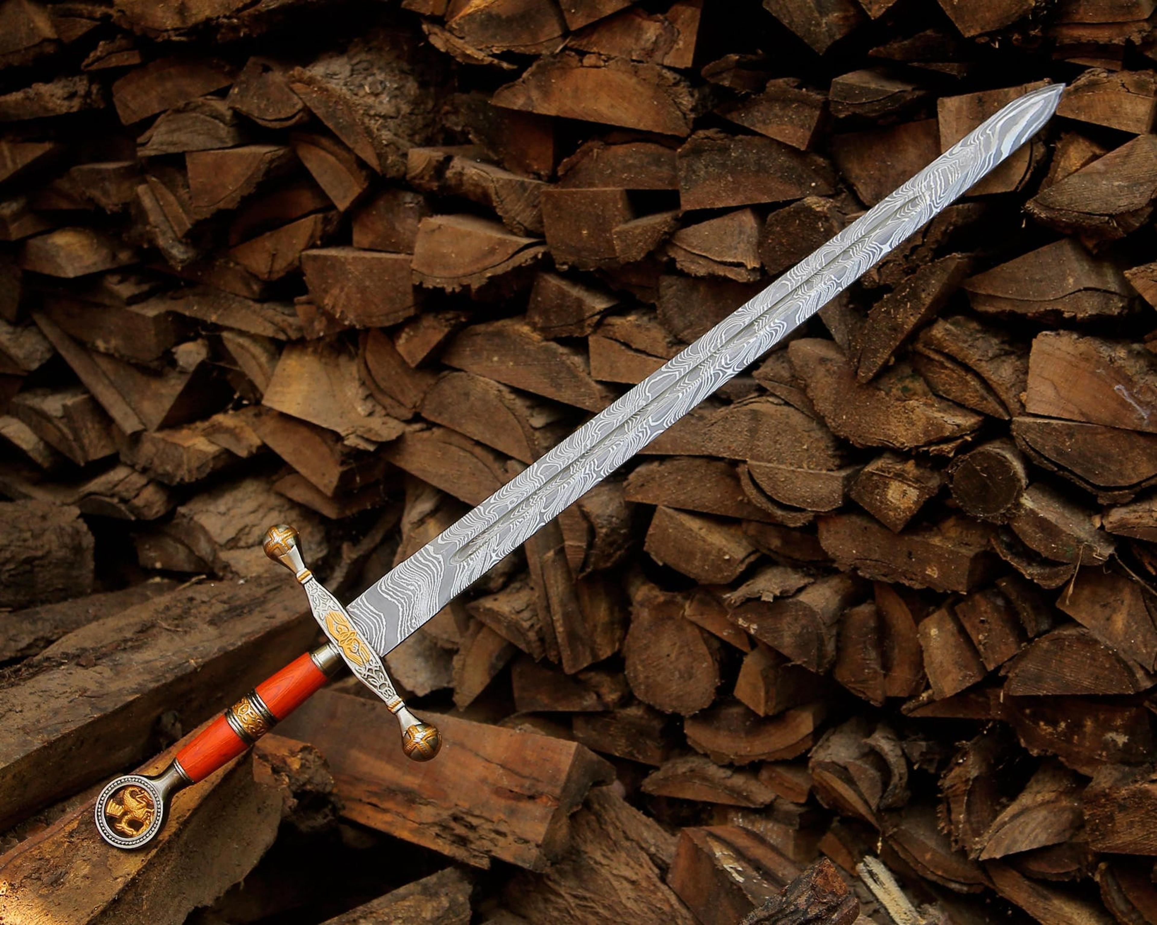 hand forged damascus steel sword 40" handmade medieval long sword unique gift | wedding gift